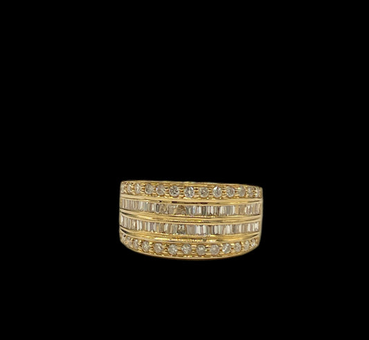 1.50 Carat Natural Diamond 14k Yellow Gold Cocktail Ring (Size 8)