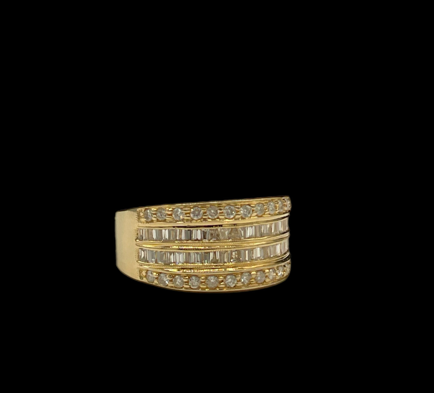 1.50 Carat Natural Diamond 14k Yellow Gold Cocktail Ring (Size 8)