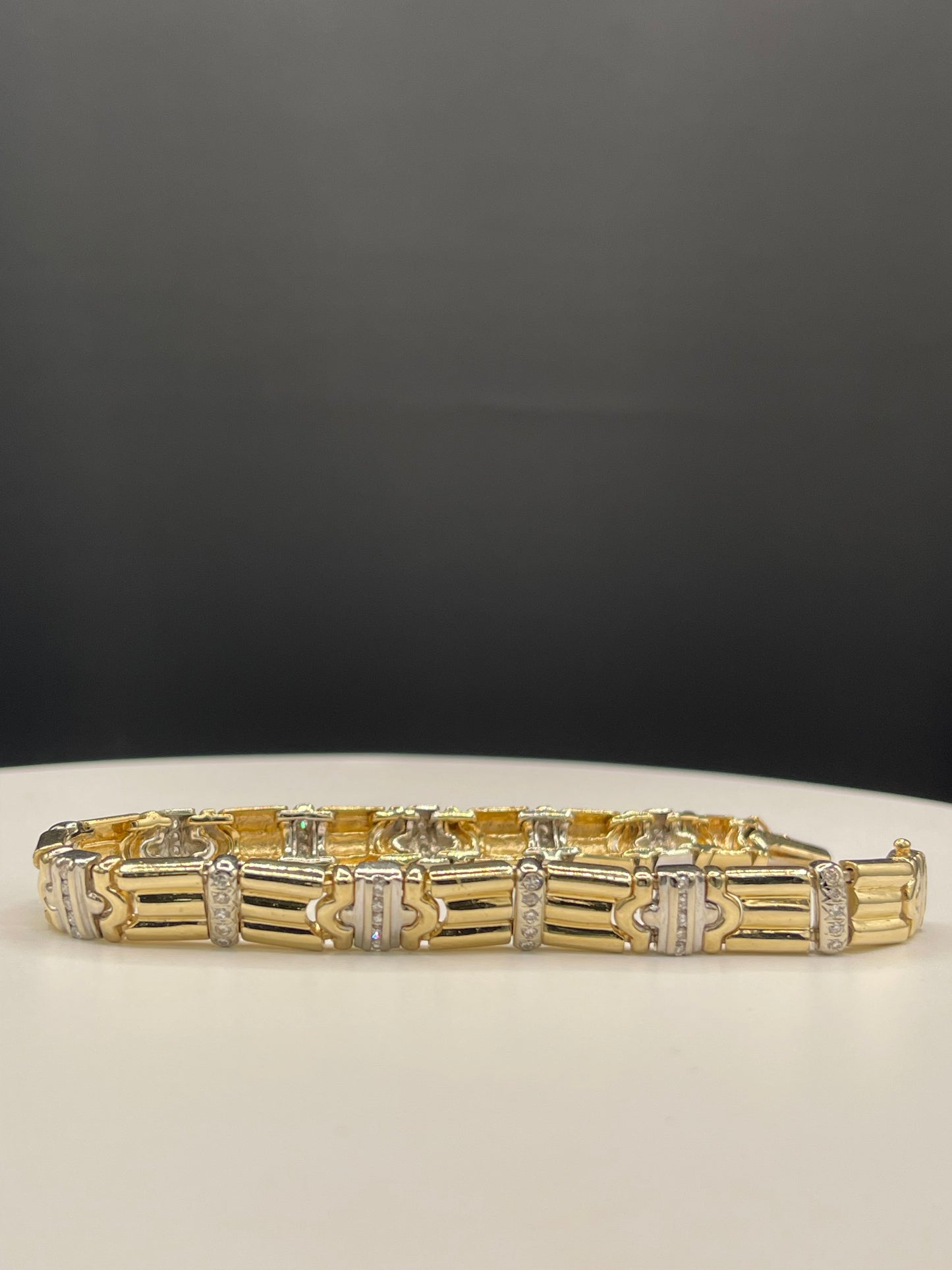 1.25 Carat Natural Diamond 14k Yellow + White Gold Bracelet