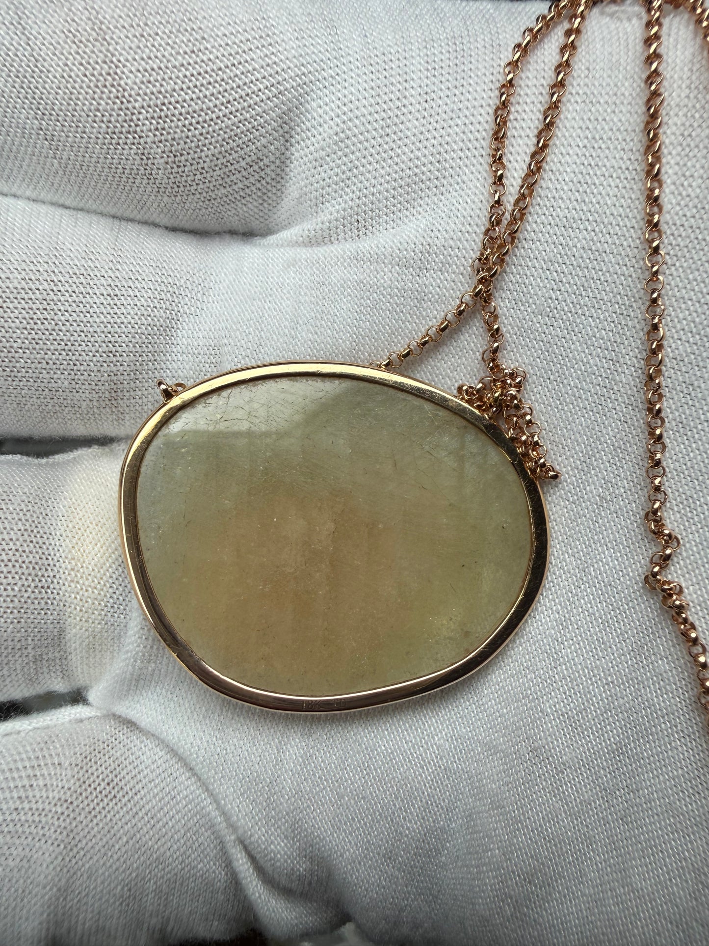 Natural Yellow Sapphire & Diamond Pendant Necklace 18K Rose Gold | 16 Inches