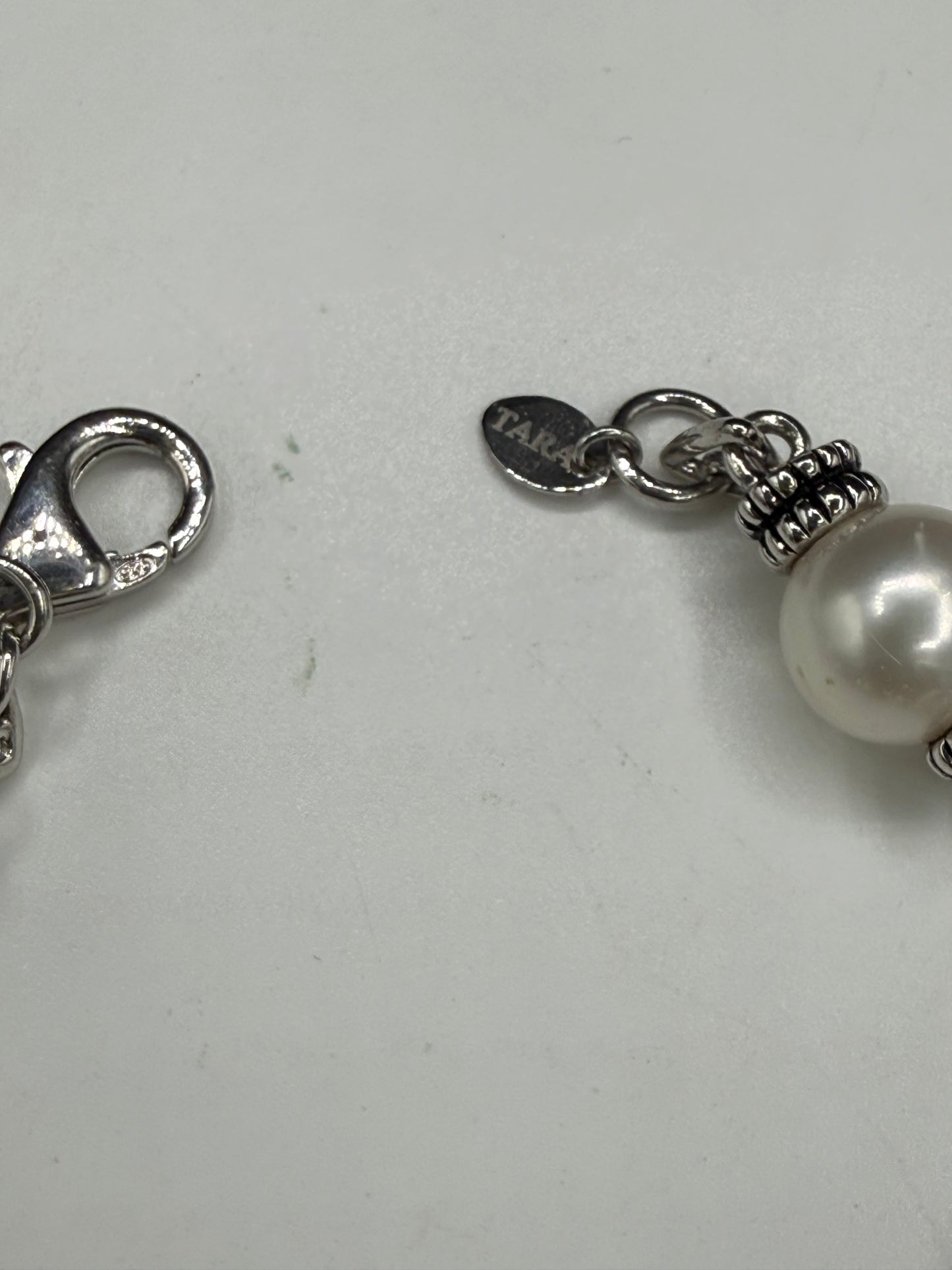 Tara & Sons Cultured Pearl Bracelet | Sterling Silver 925 | Vintage Designer Link Bracelet | 7.75”