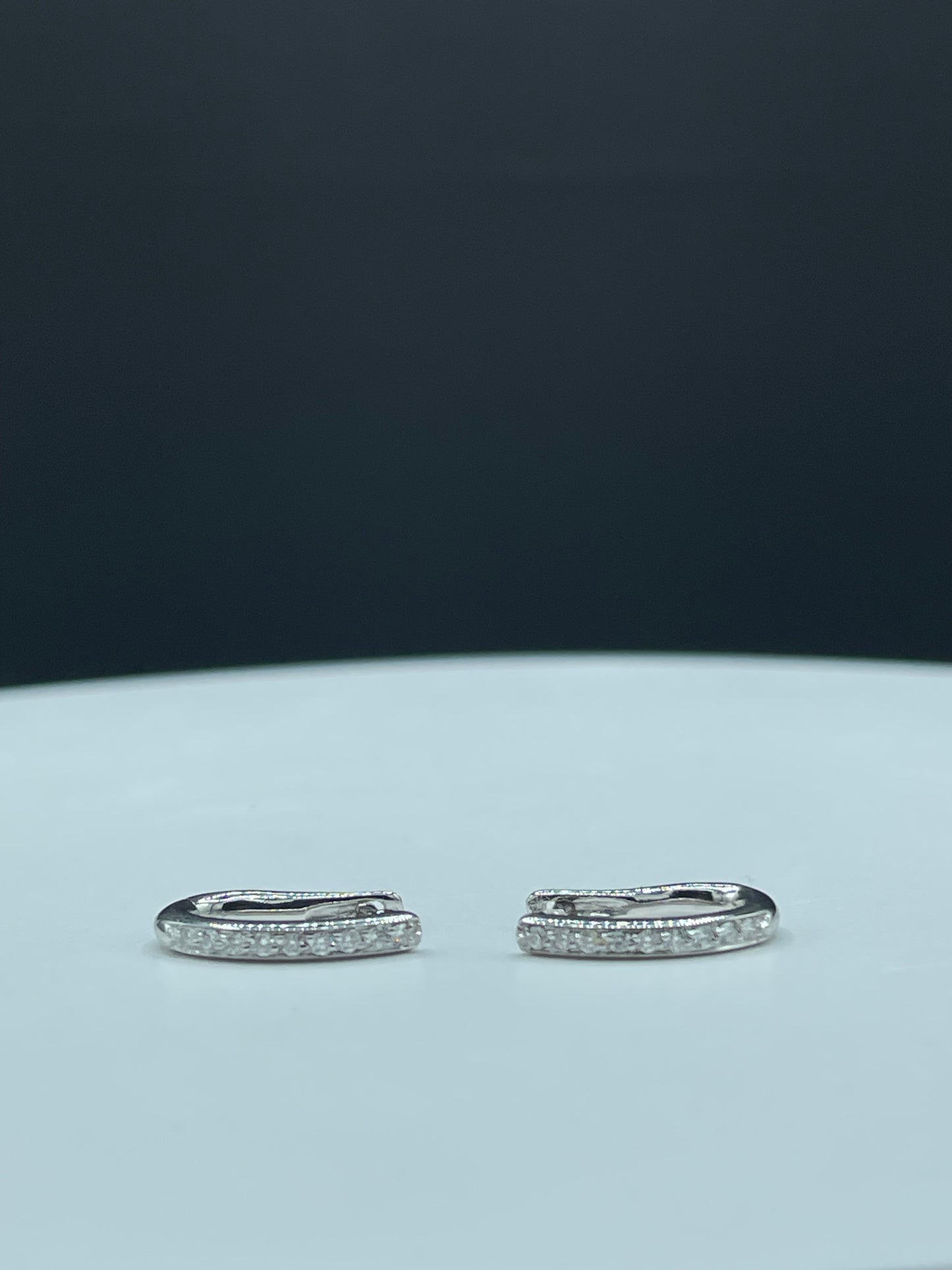 0.54 Carat Natural Diamond 18k White Gold Fancy Huggie Hoop Earrings