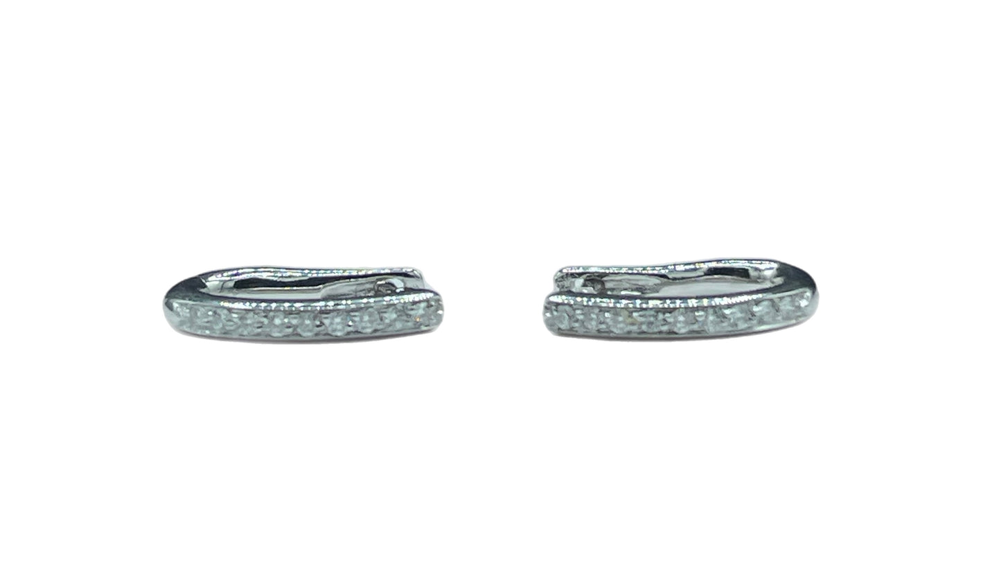 0.54 Carat Natural Diamond 18k White Gold Fancy Huggie Hoop Earrings