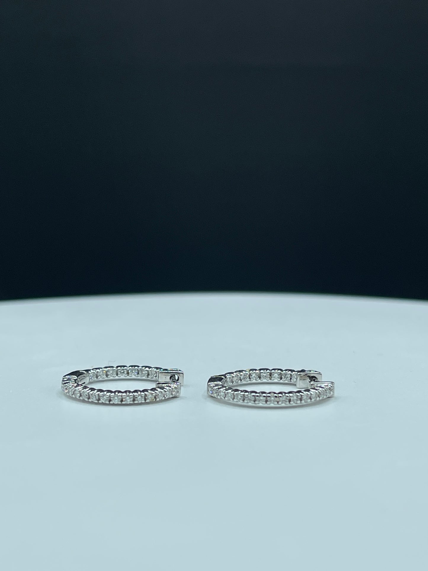 0.45 Carat Natural Diamond 18k White Gold Hoop Earrings