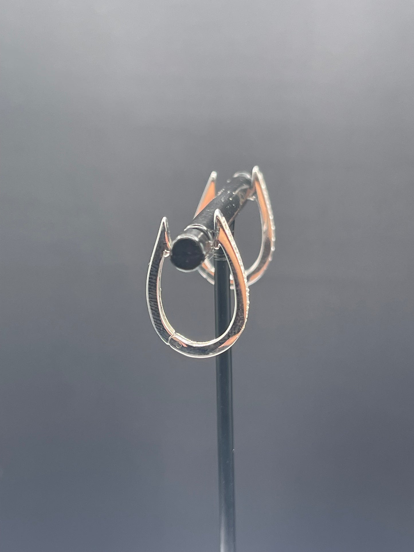 0.27 Carat Natural Diamond 18k White Gold Hoop Earrings