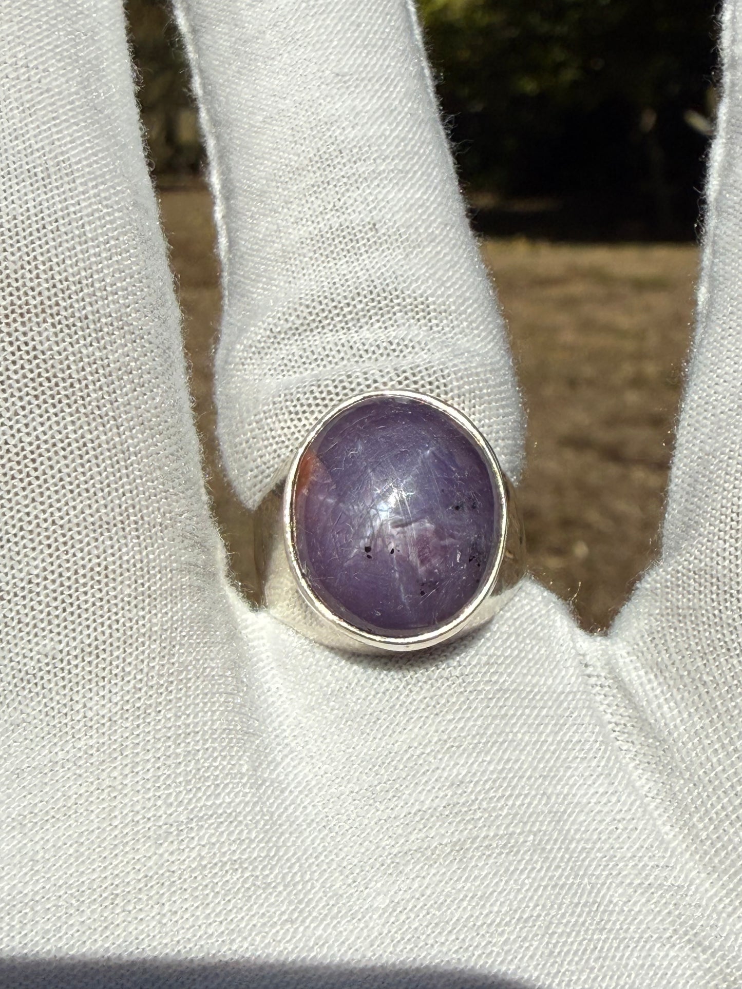 Large Natural Purple Star Sapphire Sterling Silver Ring | Size 9