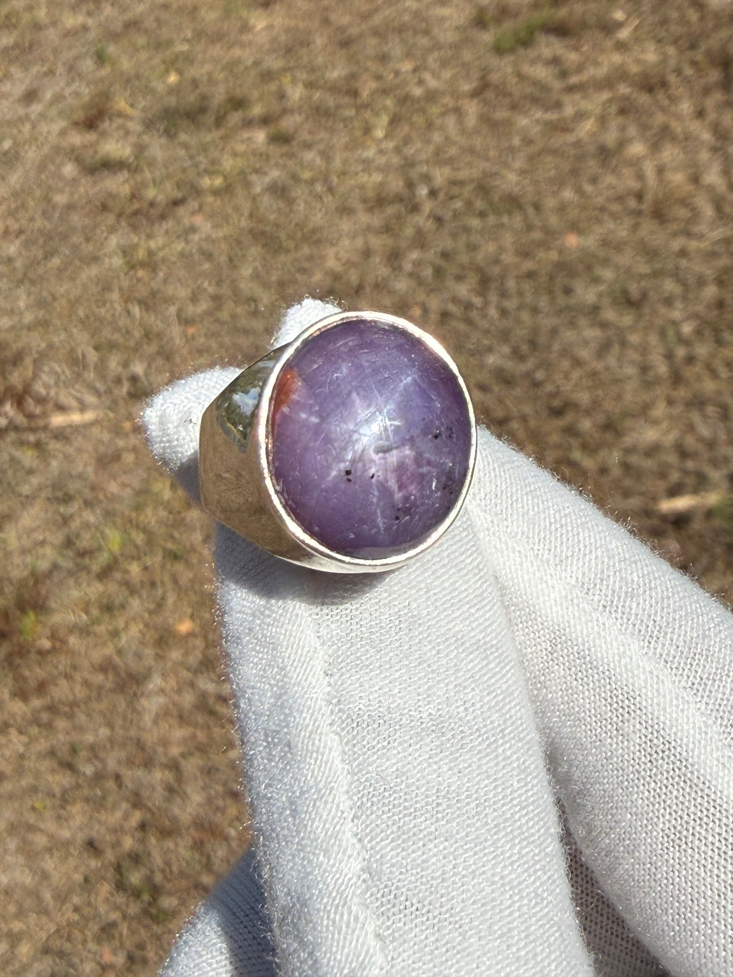 Large Natural Purple Star Sapphire Sterling Silver Ring | Size 9