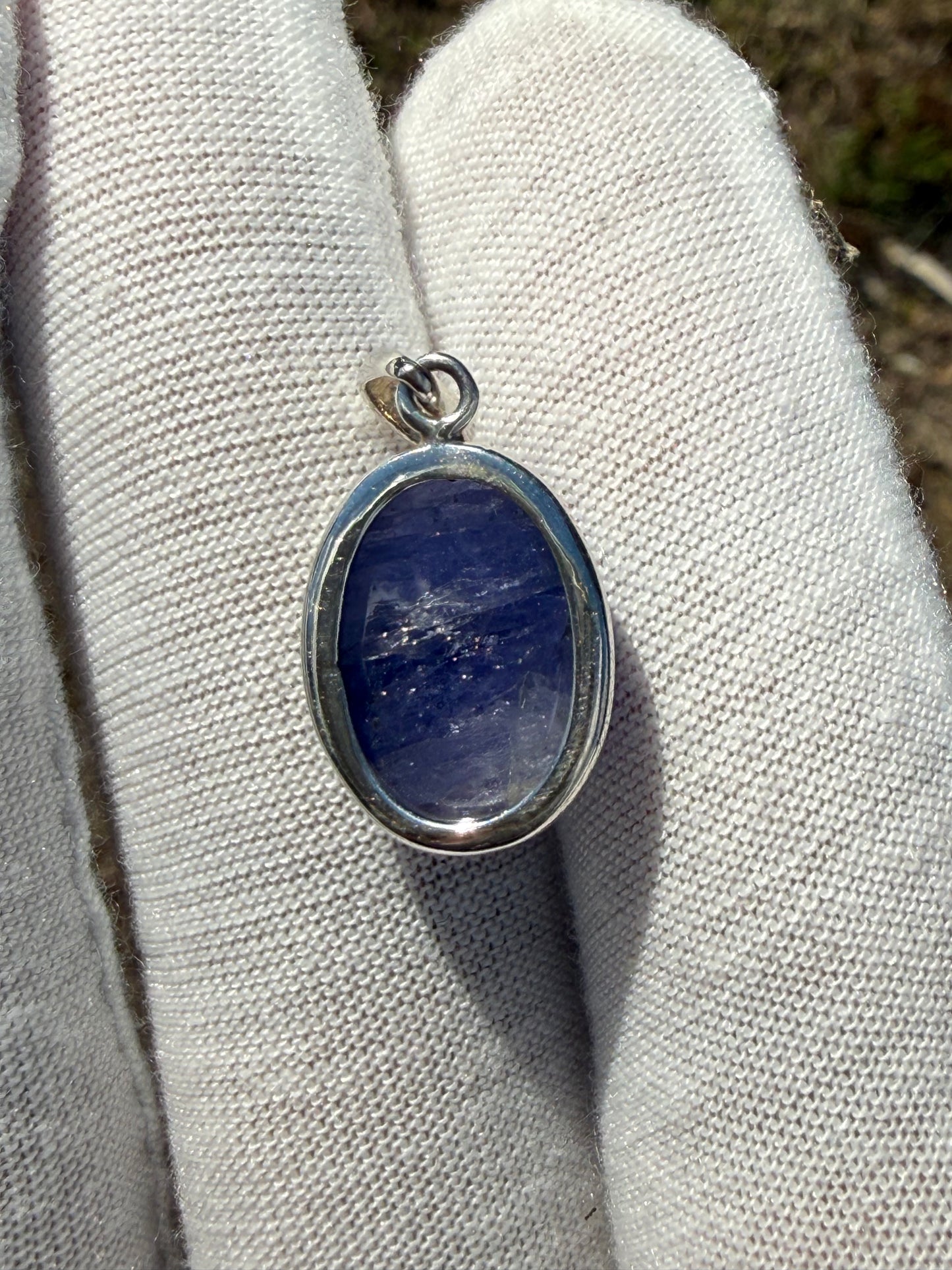 Natural Tanzanite Sterling Silver Jewelry Set | Large Cabochon Pendant & Dangle Earrings