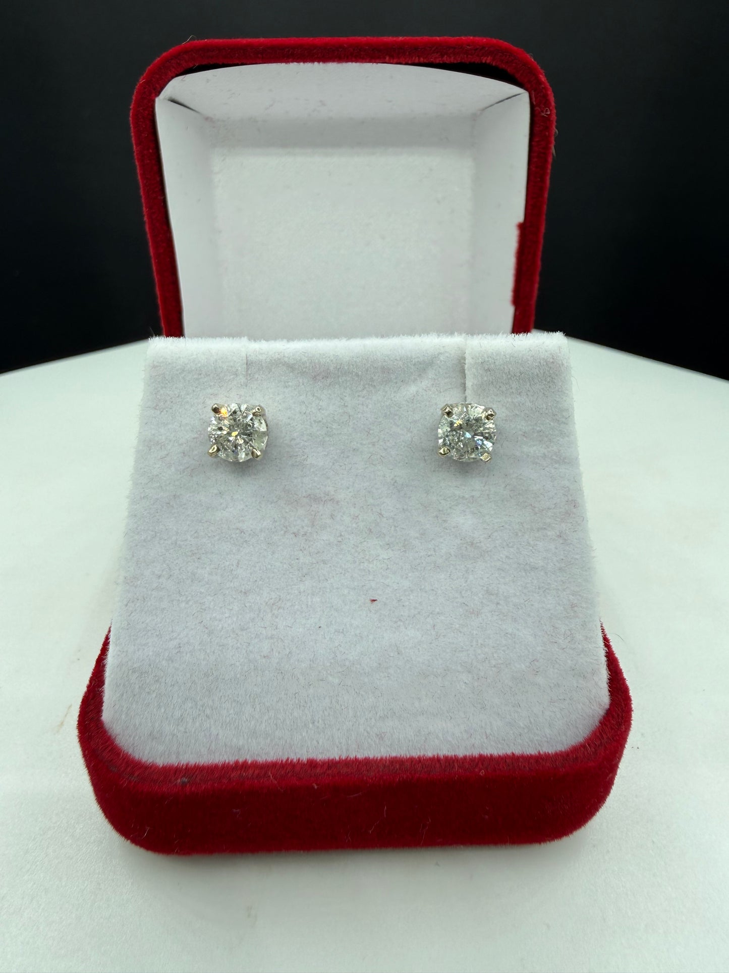 1.30 Carat Total Natural Diamond Stud Earrings | 14K White Gold | Screw Backs