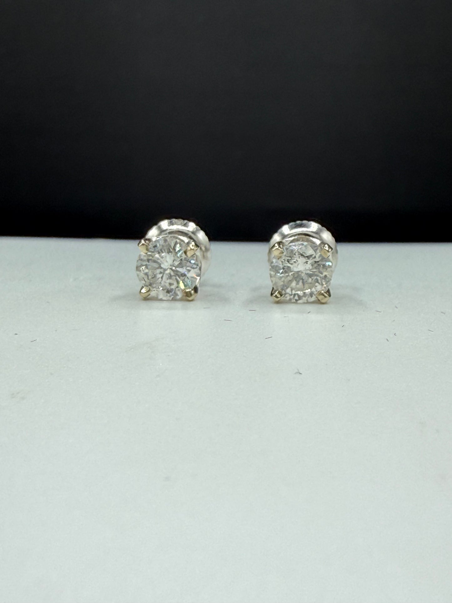 1.30 Carat Total Natural Diamond Stud Earrings | 14K White Gold | Screw Backs