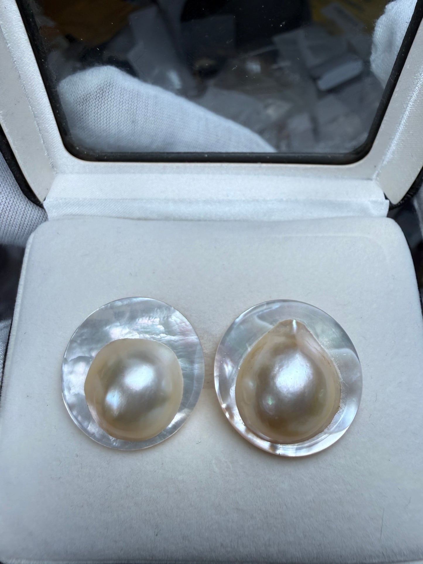Natural Mabe Pearl Pair 25mm Round Loose Gemstones | 41.75 CTW | Matching Set | 1 Inch