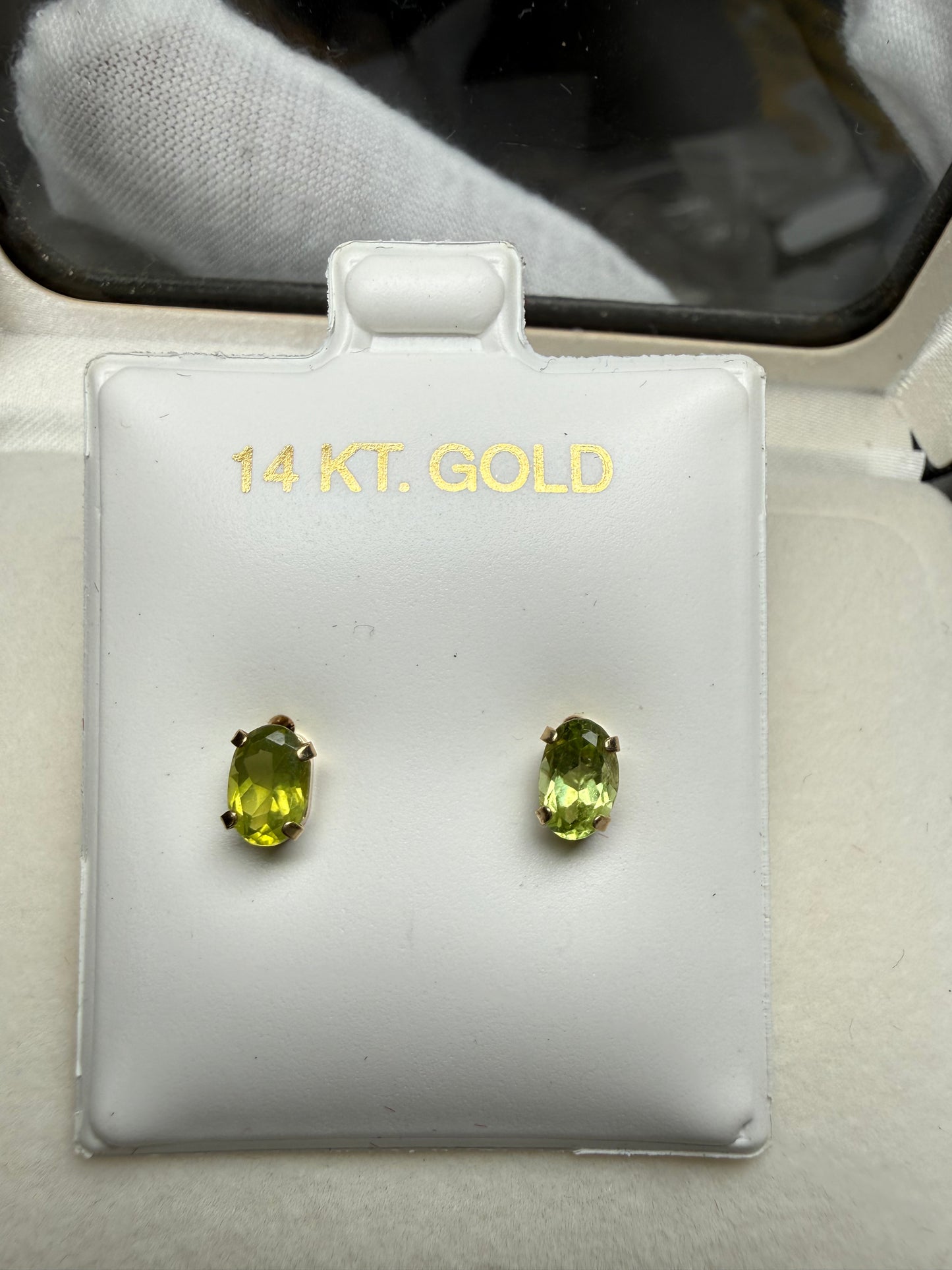 0.90 CTW Natural Peridot 14K Gold Stud Earrings | Oval Cut | Hypoallergenic Backs