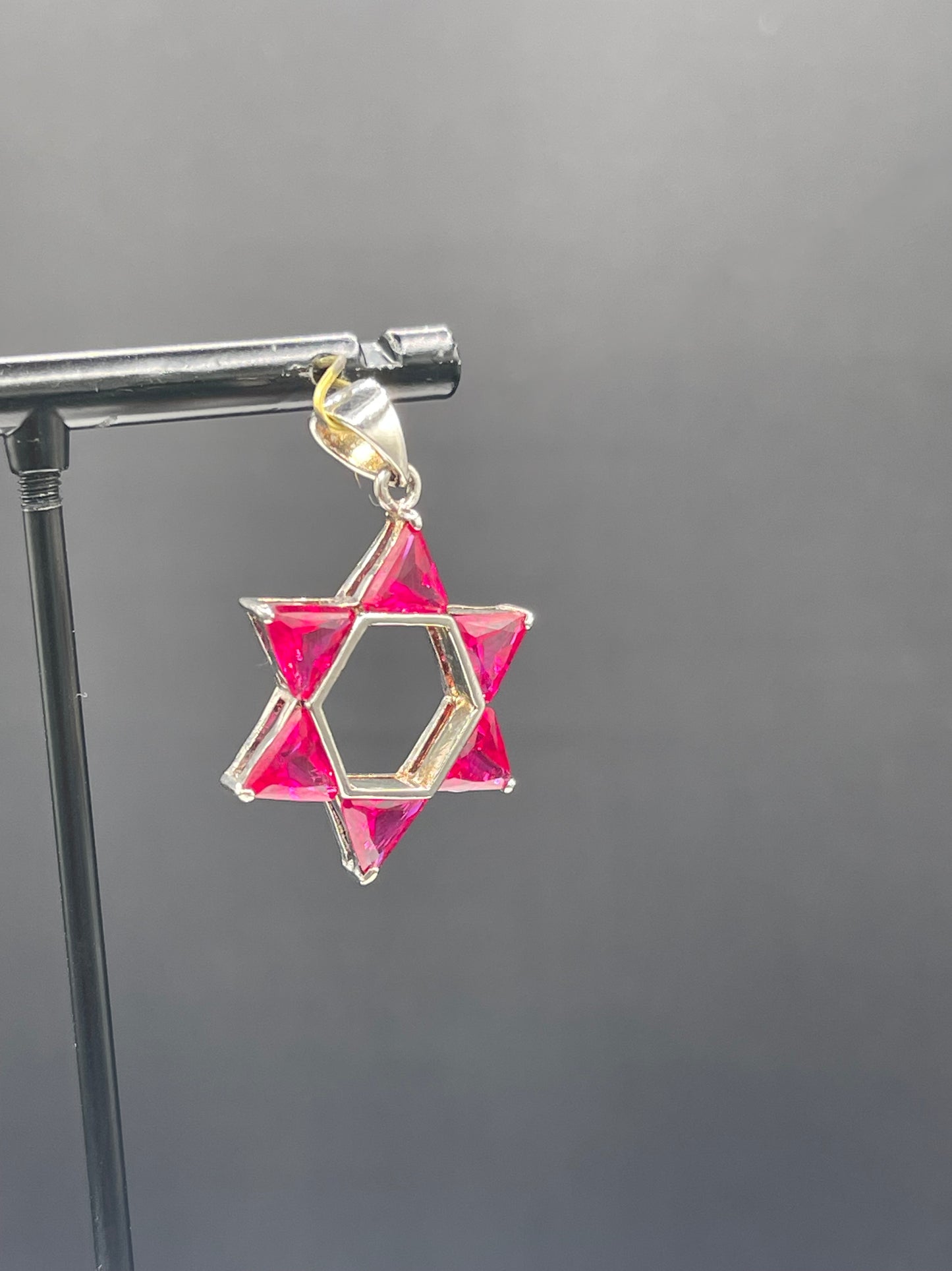 Lab Grown Ruby Sterling Silver Star Of David Pendant