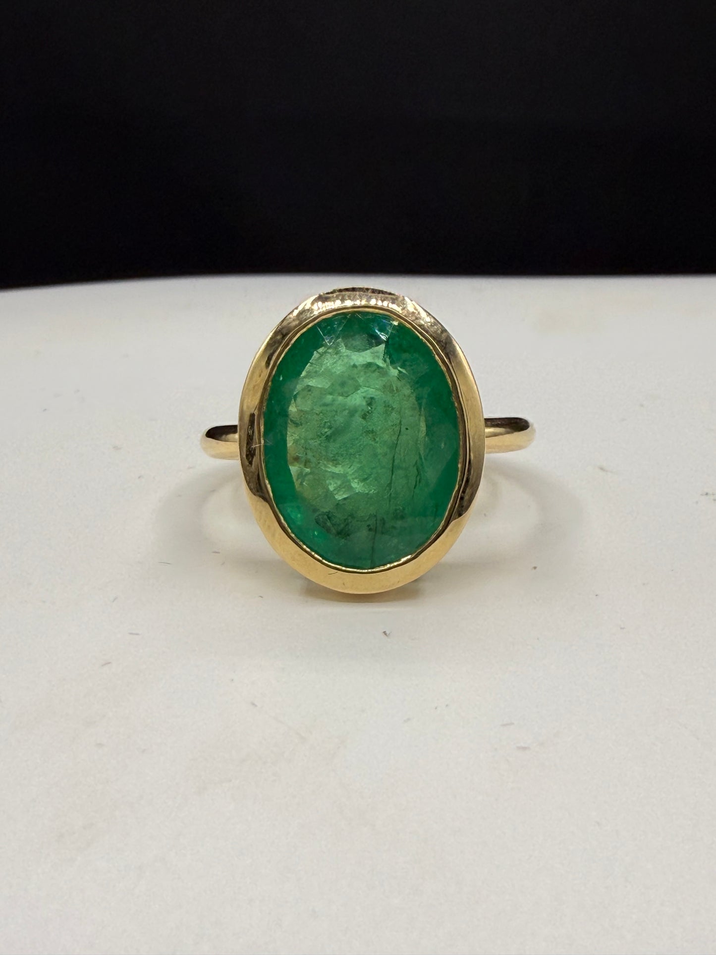 7.53 Carat Natural Emerald 18k Yellow Gold Custom Ring | Size 8