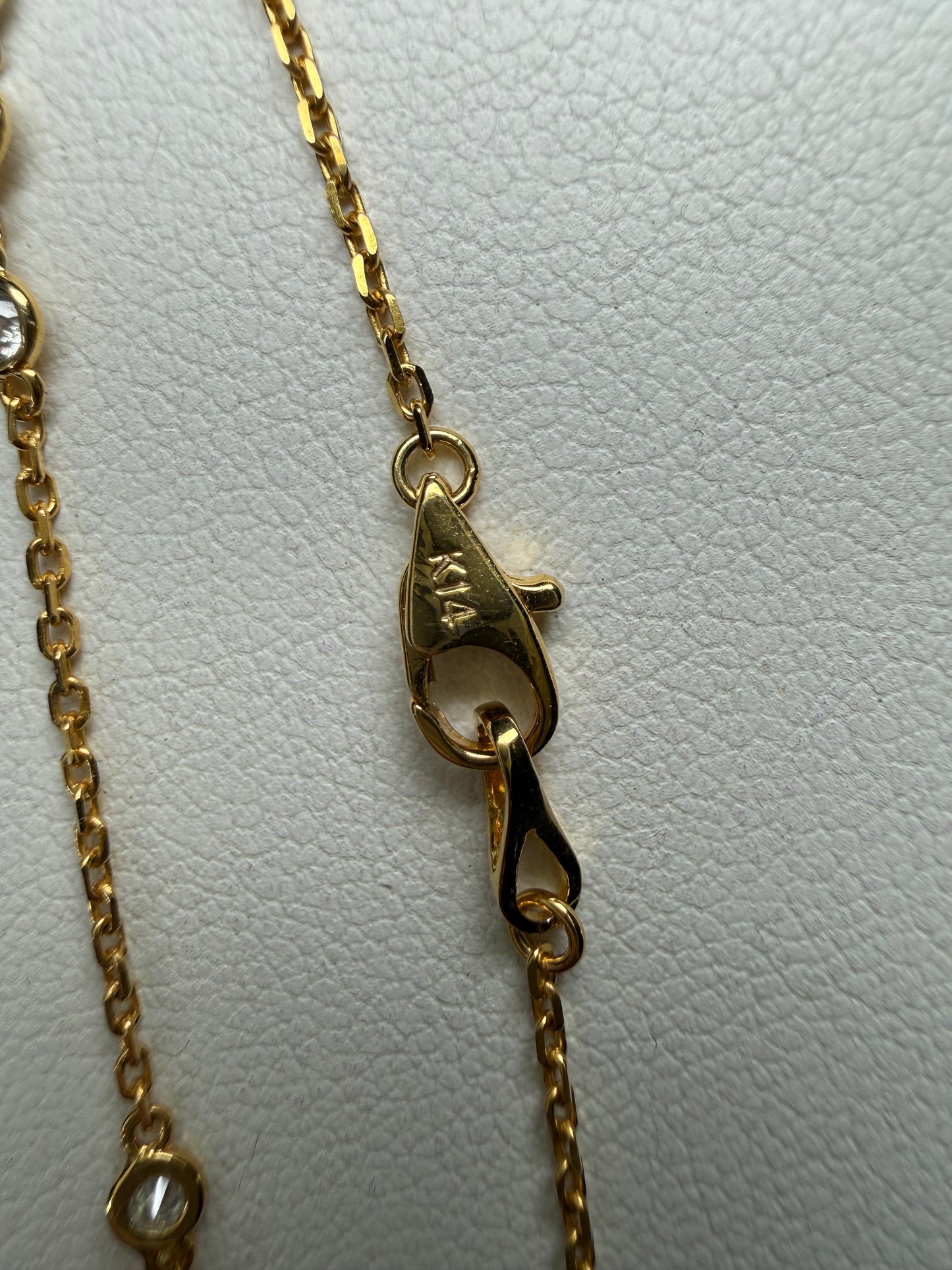 Natural Diamond By The Yard 14K Yellow Gold Necklace | 10 Stations 30 Diamonds | 18 Inches