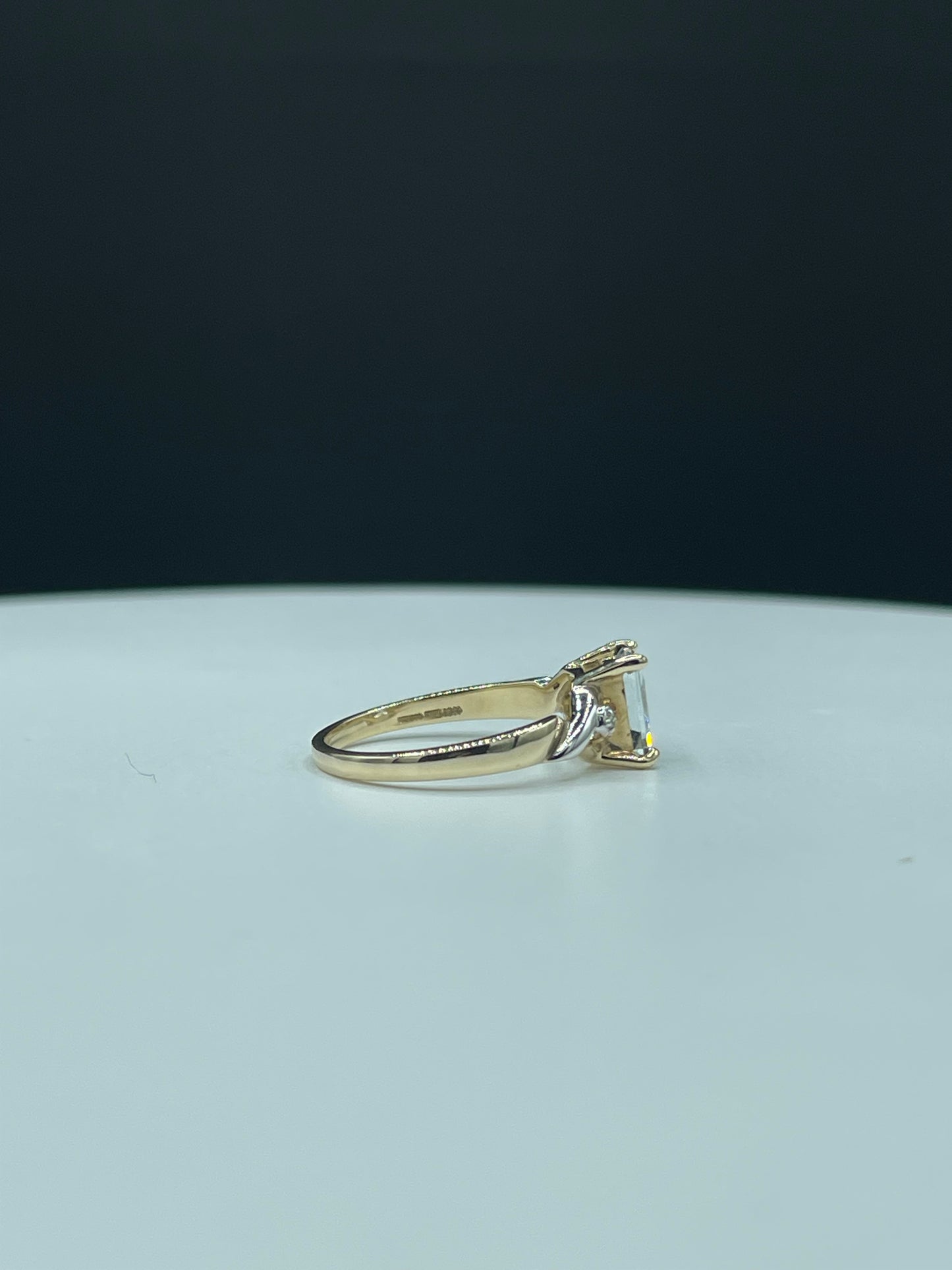 Natural Aquamarine & Diamond 10k Yellow Gold Ring (Size 7.25)