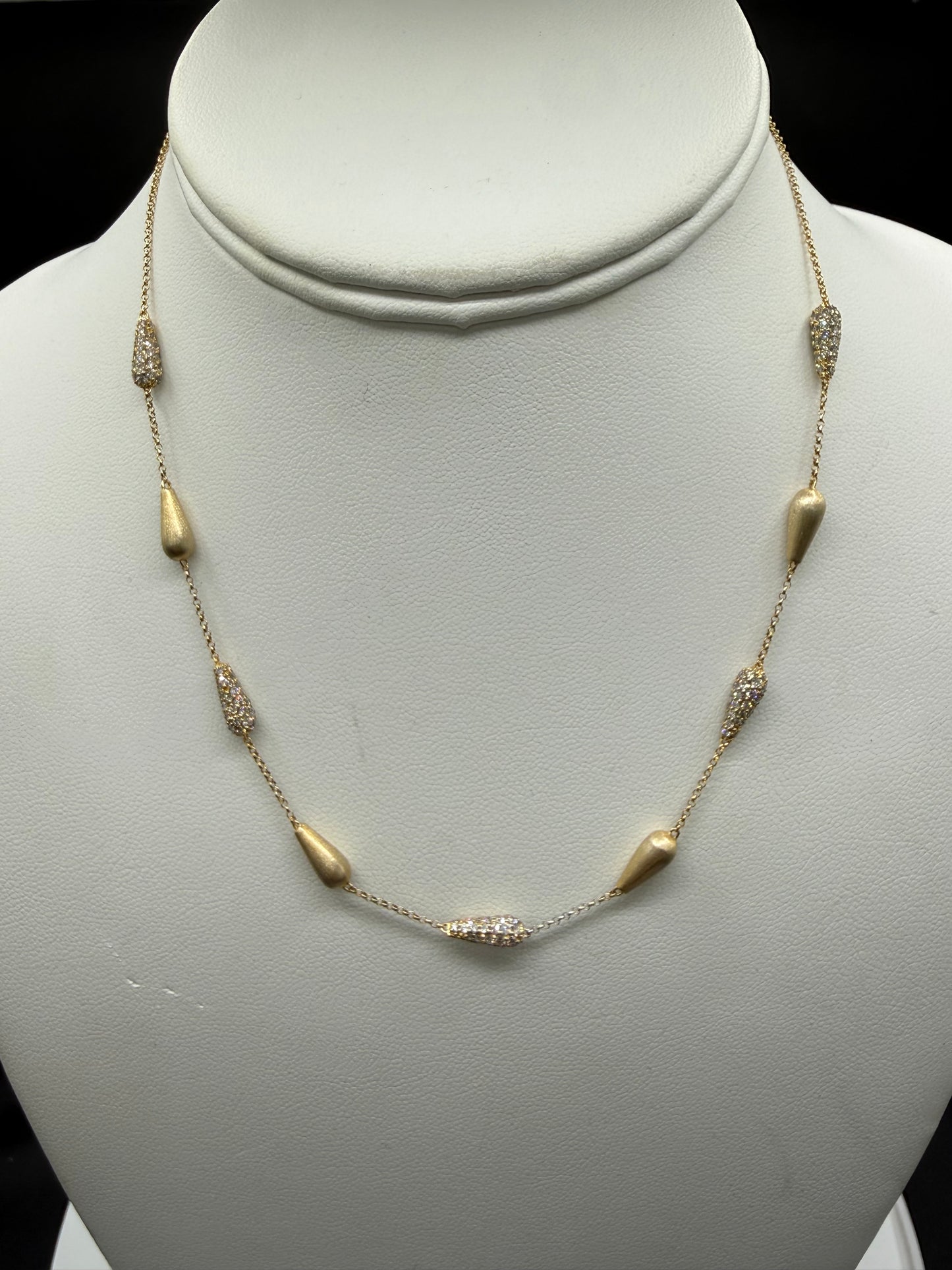 Vintage 2.13 CTW Natural Diamond 14K Yellow Gold Necklace | 16 Inches