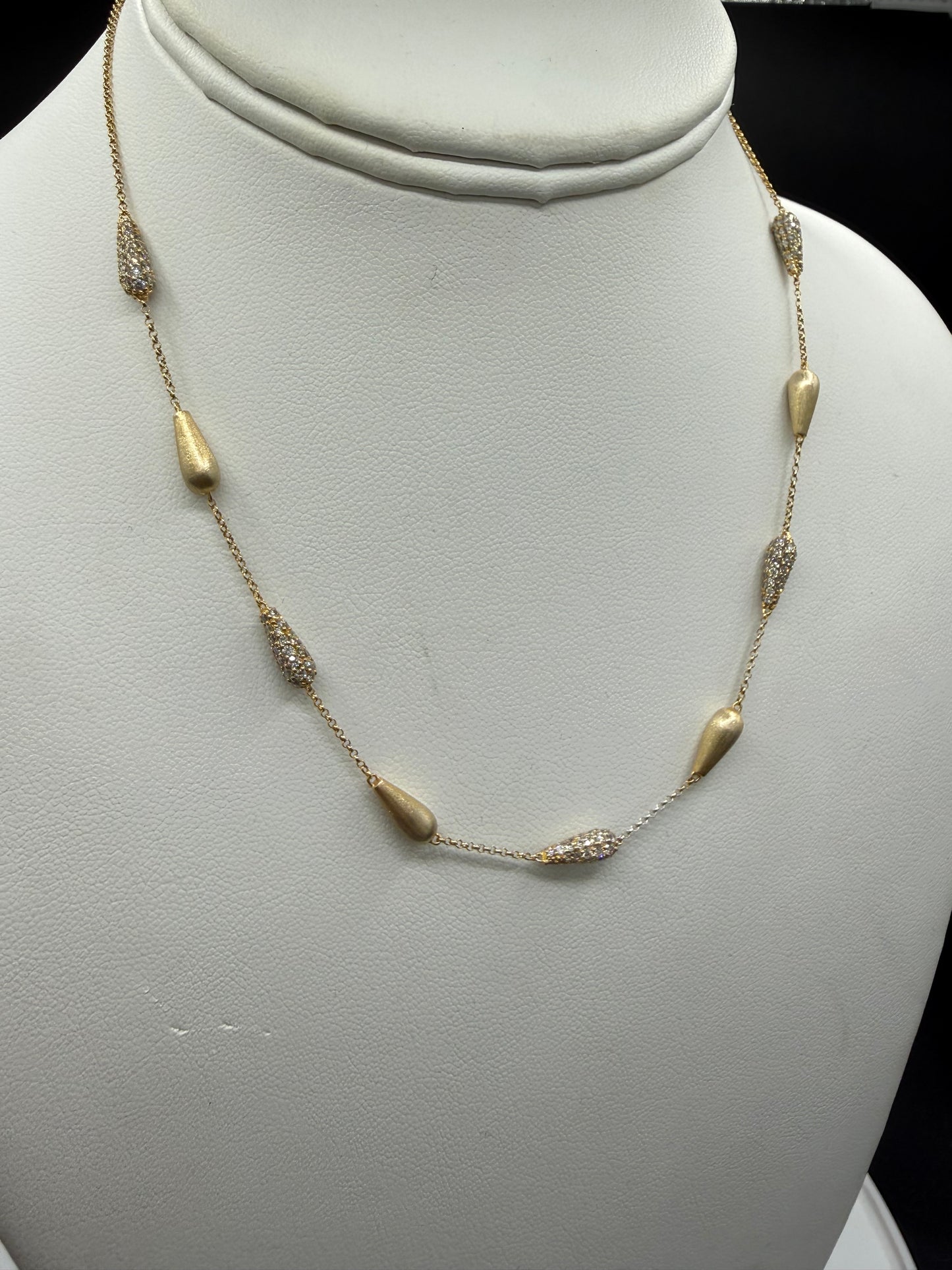 Vintage 2.13 CTW Natural Diamond 14K Yellow Gold Necklace | 16 Inches
