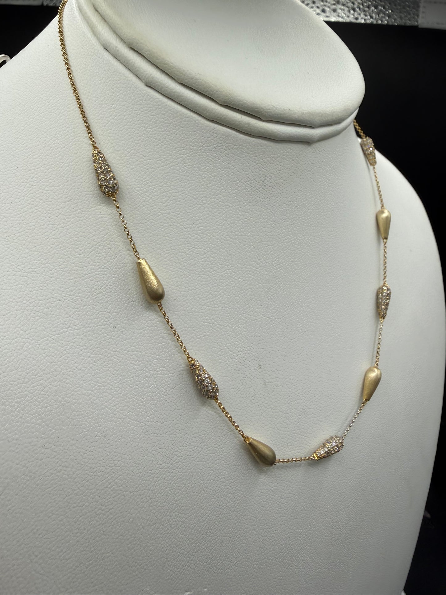 Vintage 2.13 CTW Natural Diamond 14K Yellow Gold Necklace | 16 Inches