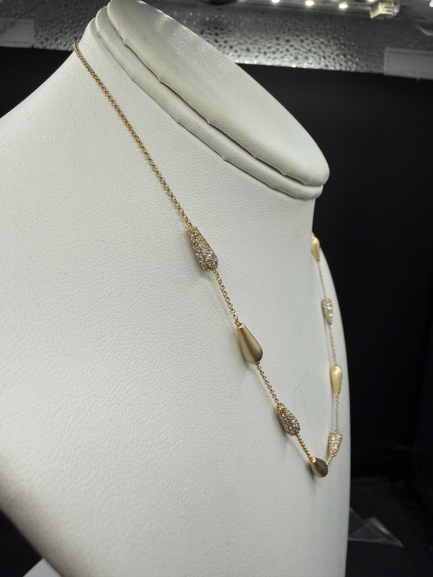 Vintage 2.13 CTW Natural Diamond 14K Yellow Gold Necklace | 16 Inches