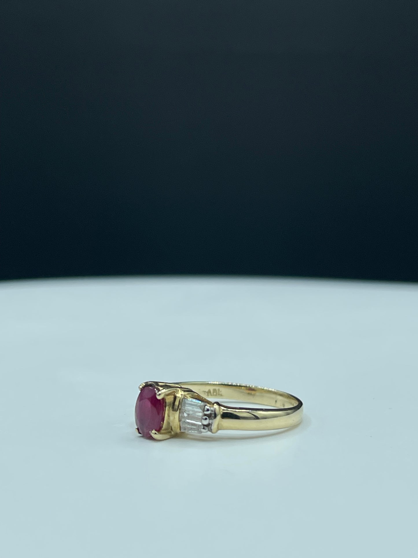 Natural Ruby & Diamond 14k Yellow Gold Ring (Size 5.75)