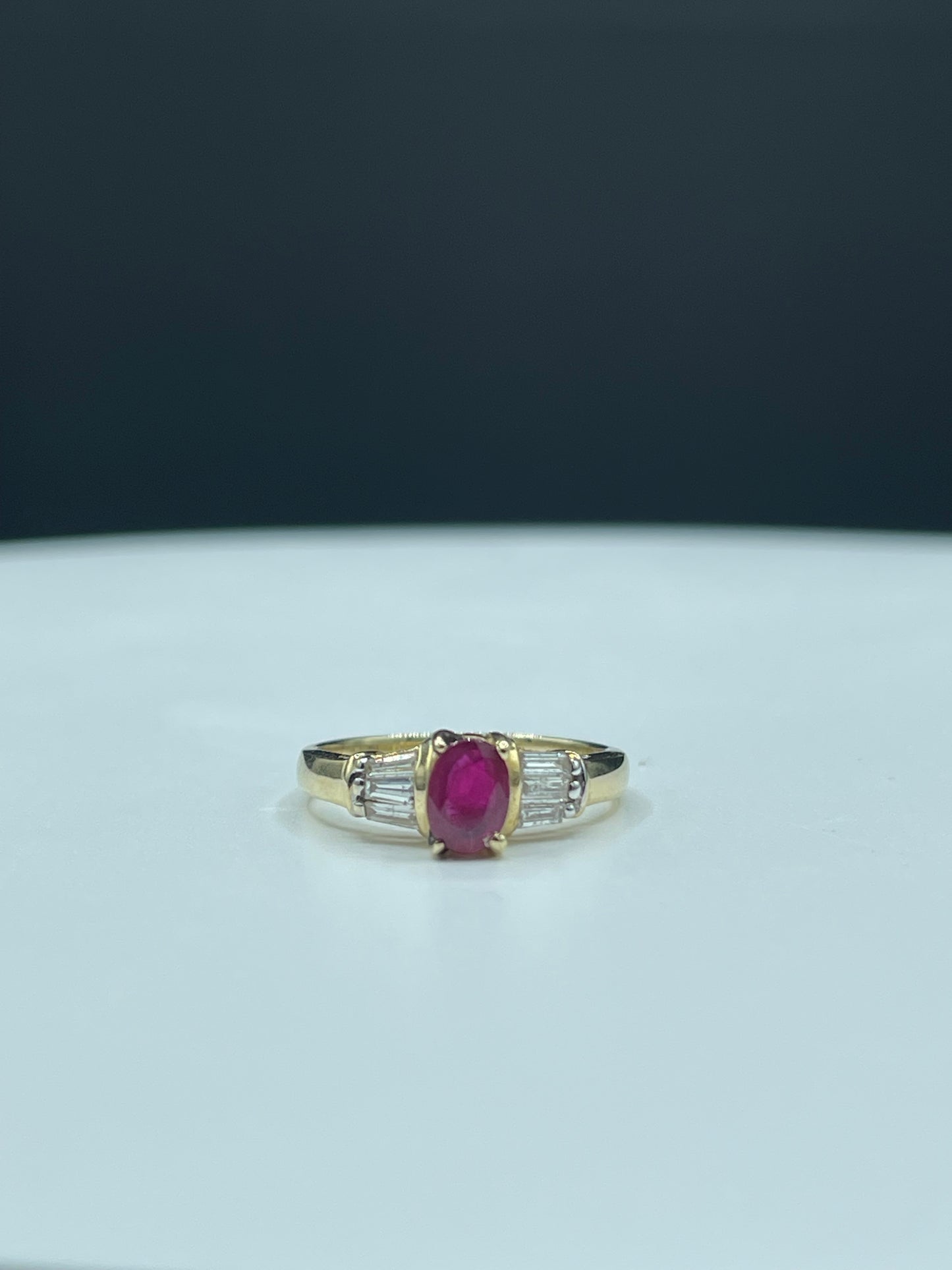 Natural Ruby & Diamond 14k Yellow Gold Ring (Size 5.75)