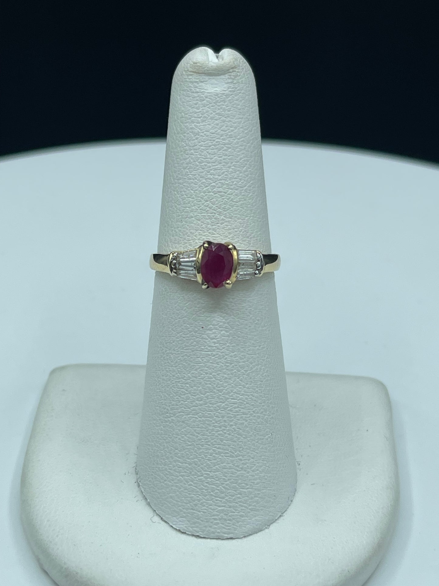 Natural Ruby & Diamond 14k Yellow Gold Ring (Size 5.75)