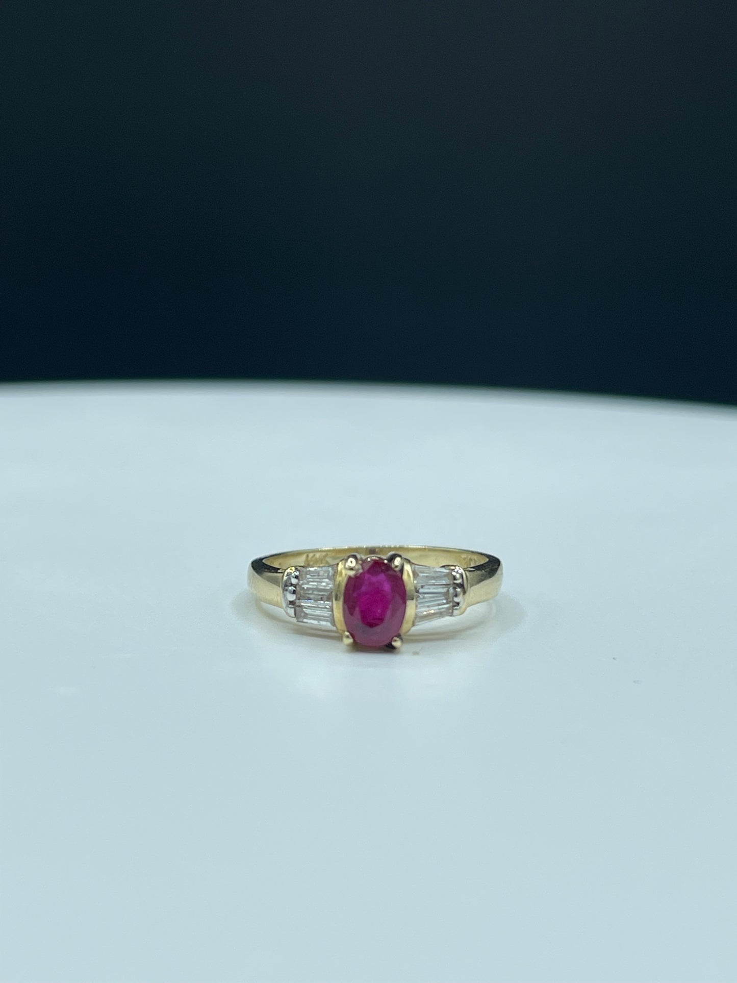 Natural Ruby & Diamond 14k Yellow Gold Ring (Size 5.75)