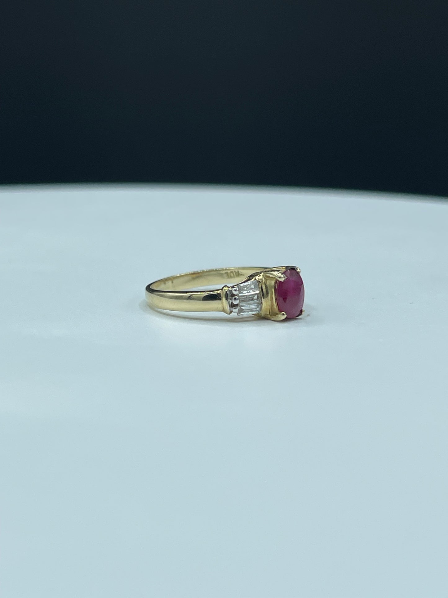 Natural Ruby & Diamond 14k Yellow Gold Ring (Size 5.75)