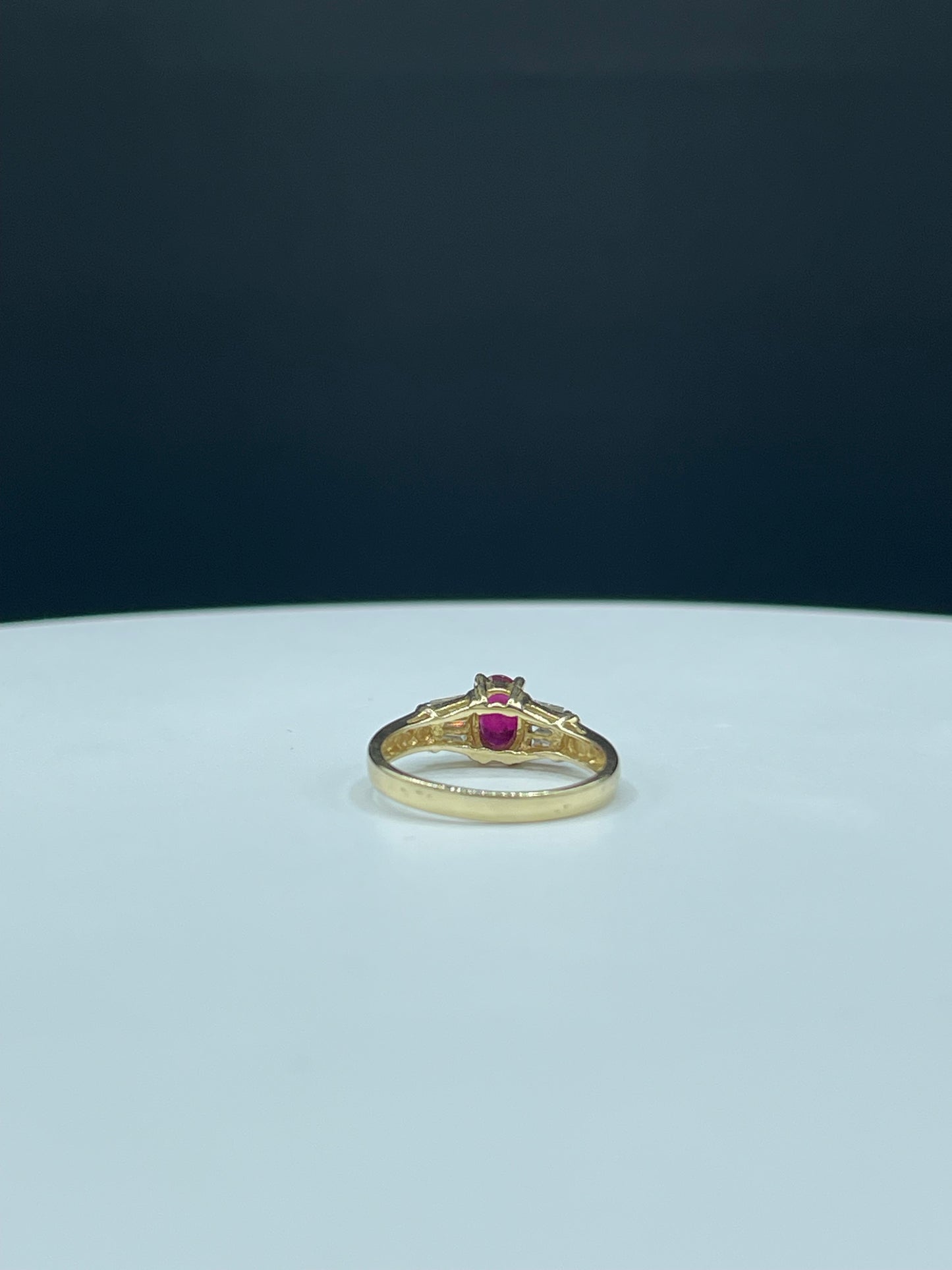 Natural Ruby & Diamond 14k Yellow Gold Ring (Size 5.75)