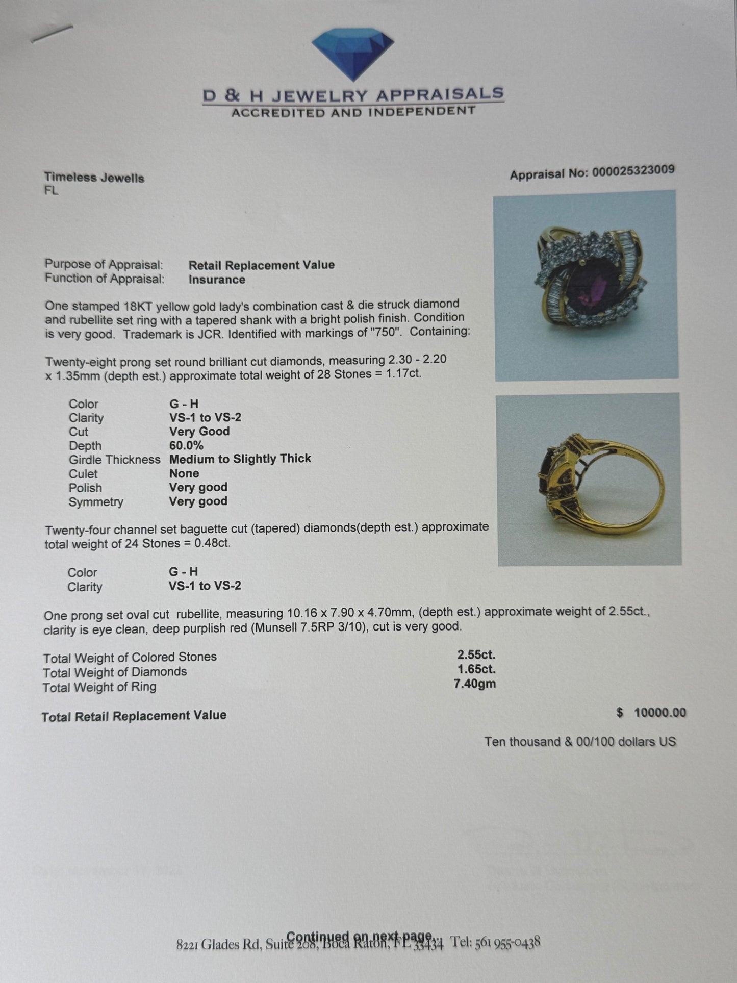 Natural Rubellite Tourmaline & Diamond 18k Yellow Gold Cocktail Ring (Size 6.25)