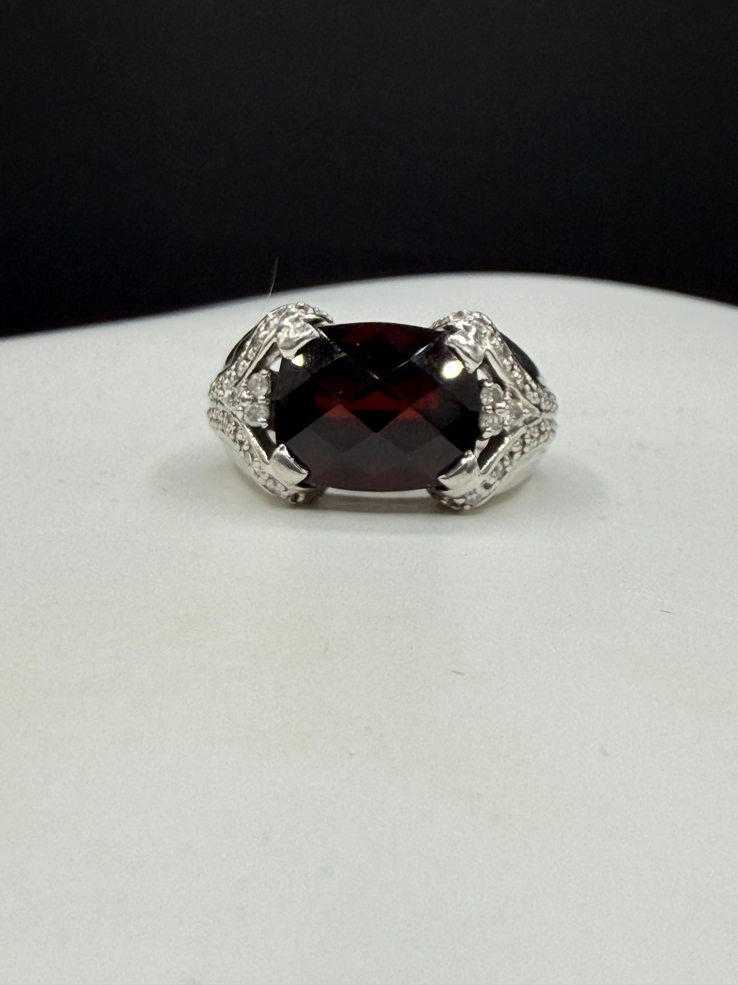 Natural Garnet & Diamond 950 Platinum Ring | Size 6 | 5.00 Ct Garnet | 0.38 Ct Diamond
