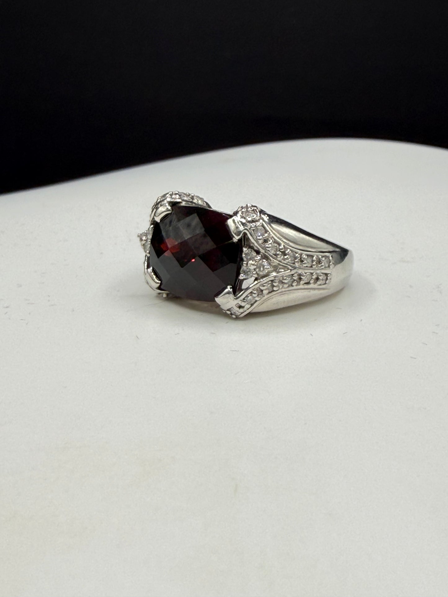 Natural Garnet & Diamond 950 Platinum Ring | Size 6 | 5.00 Ct Garnet | 0.38 Ct Diamond