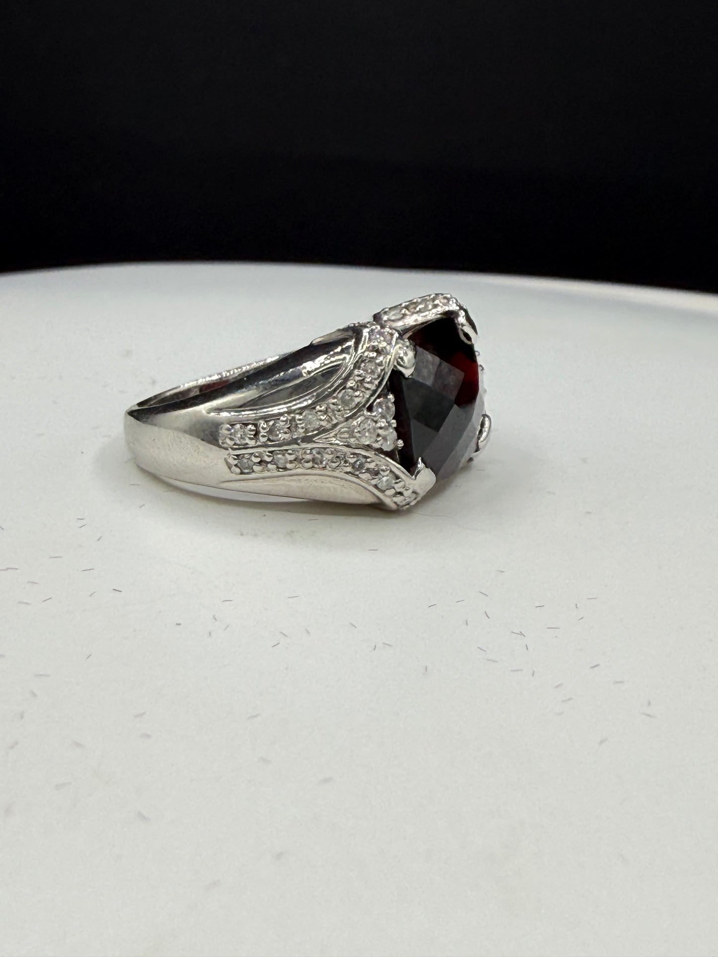 Natural Garnet & Diamond 950 Platinum Ring | Size 6 | 5.00 Ct Garnet | 0.38 Ct Diamond