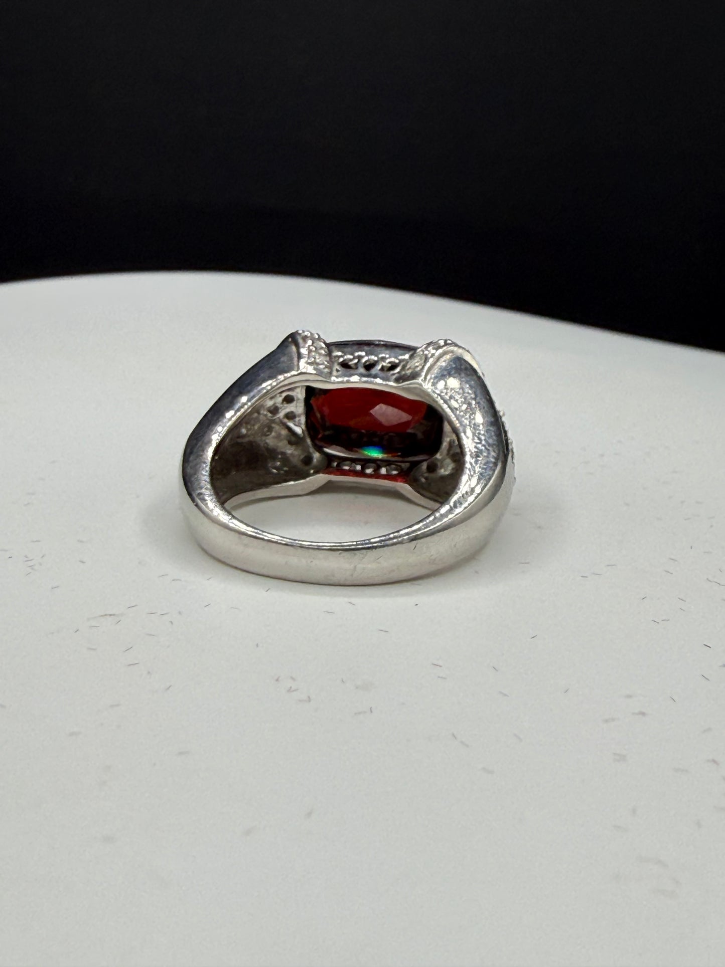 Natural Garnet & Diamond 950 Platinum Ring | Size 6 | 5.00 Ct Garnet | 0.38 Ct Diamond