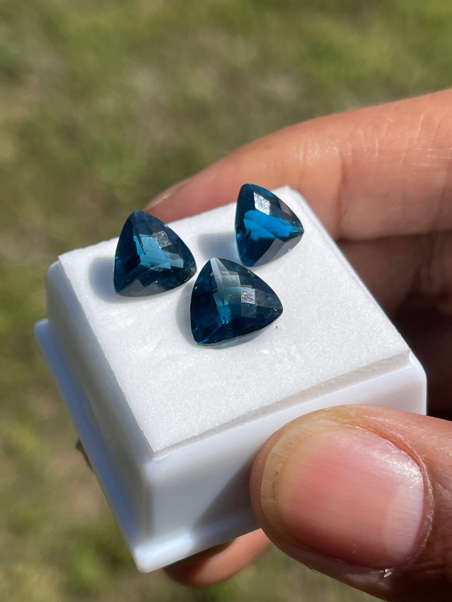 12.55 Carat Natural London Blue Topaz Trillion Cut Matching Loose Gemstones