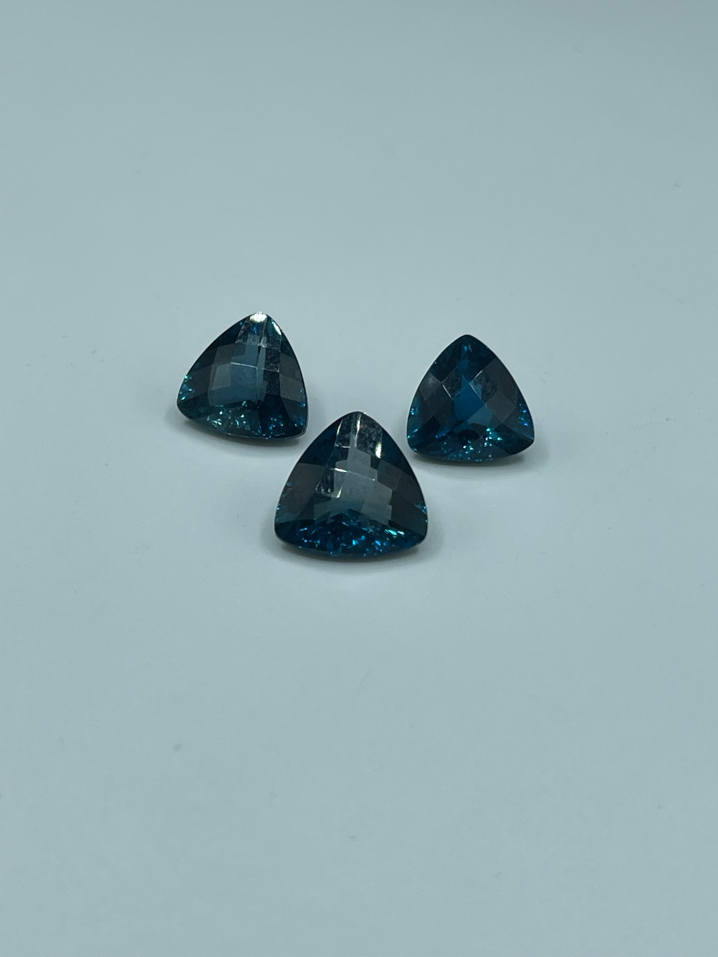 12.55 Carat Natural London Blue Topaz Trillion Cut Matching Loose Gemstones