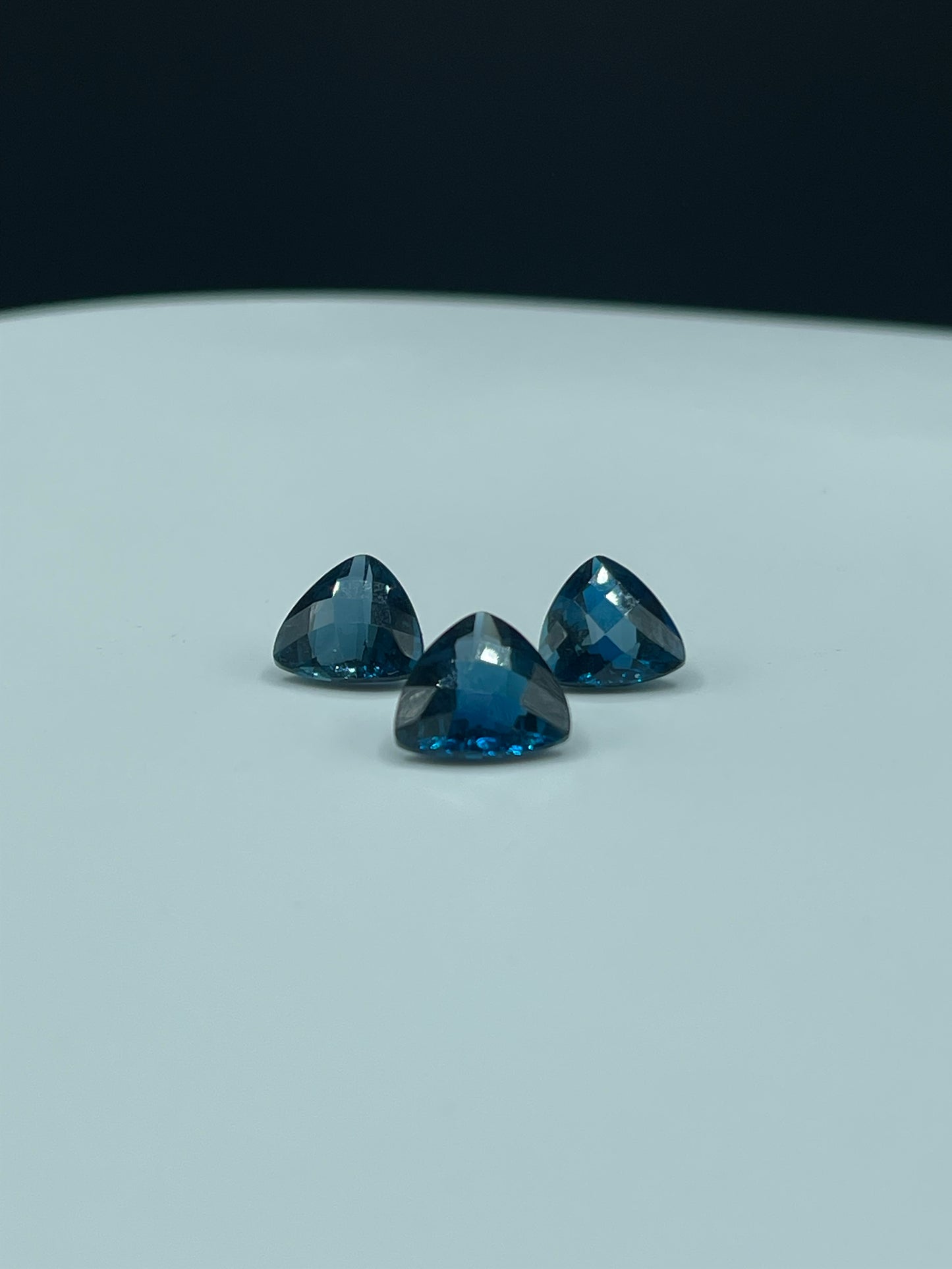 12.55 Carat Natural London Blue Topaz Trillion Cut Matching Loose Gemstones