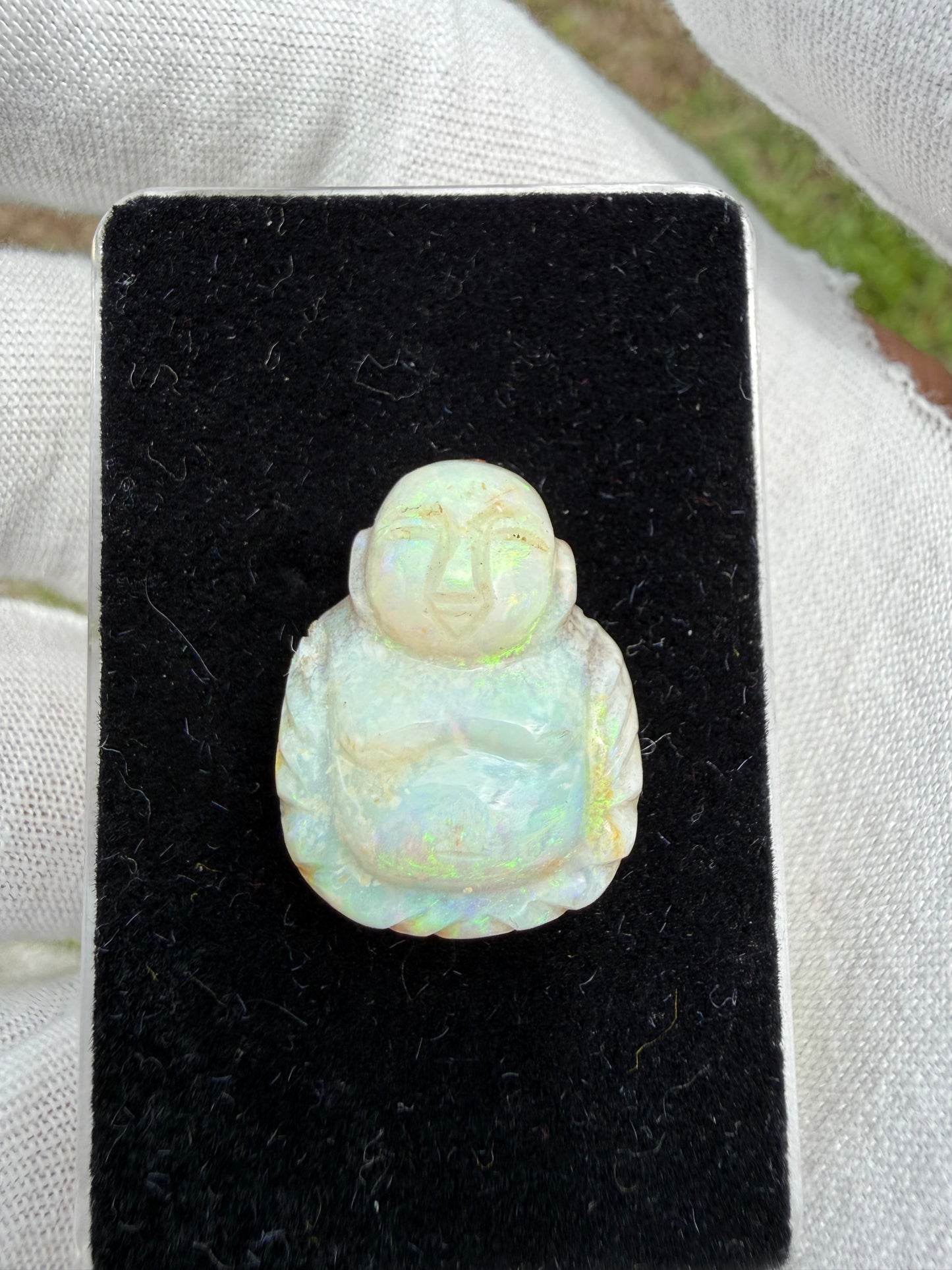 Natural Australian Opal Buddha Carving 13.90 Carats 19.88 x 15.11 MM Hand Carved Loose Gemstone