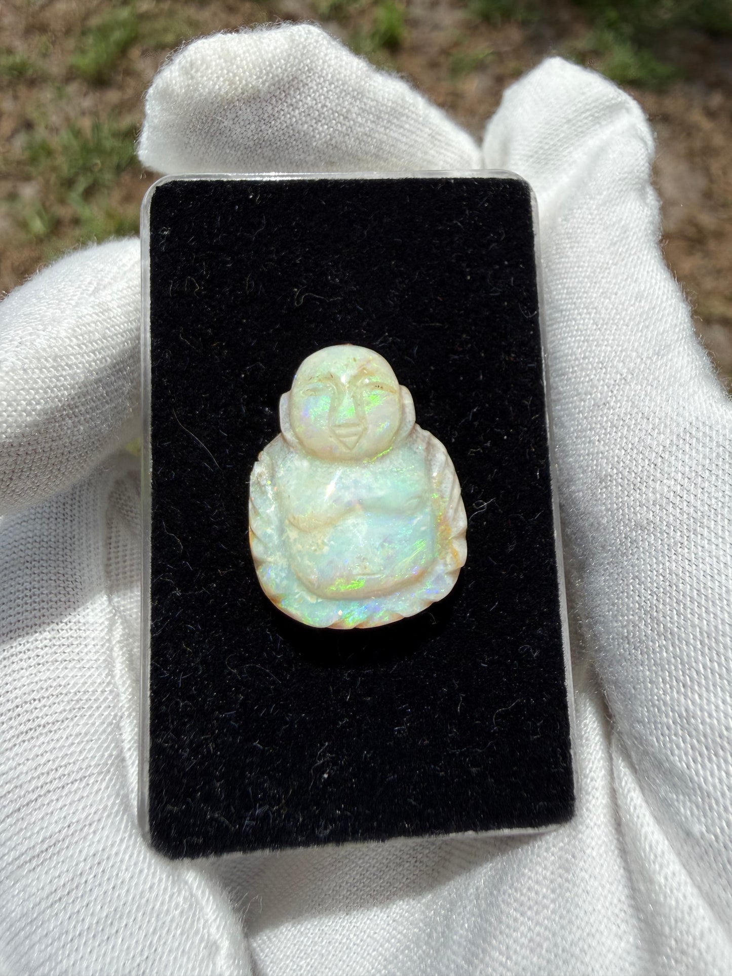 Natural Australian Opal Buddha Carving 13.90 Carats 19.88 x 15.11 MM Hand Carved Loose Gemstone