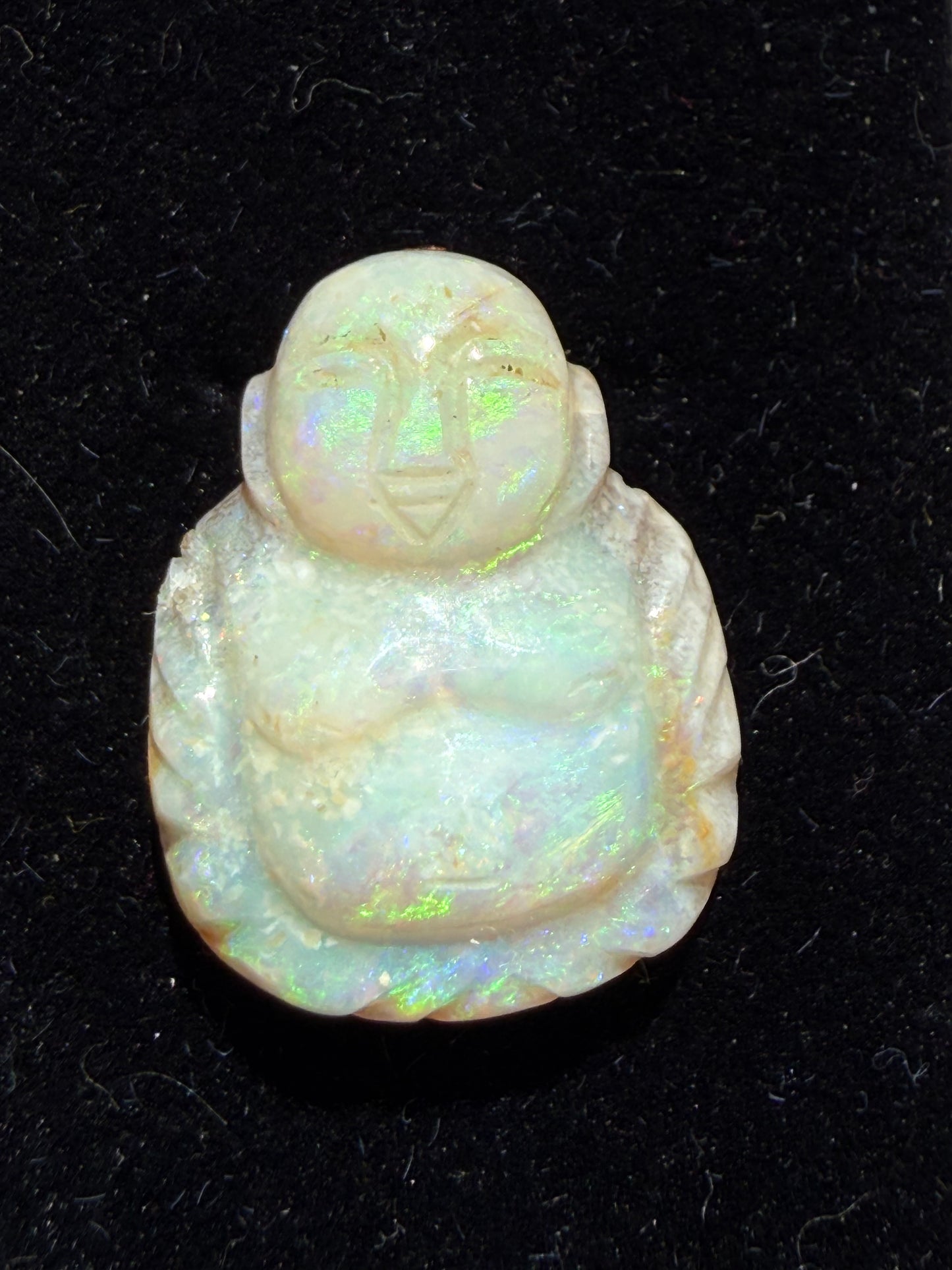 Natural Australian Opal Buddha Carving 13.90 Carats 19.88 x 15.11 MM Hand Carved Loose Gemstone