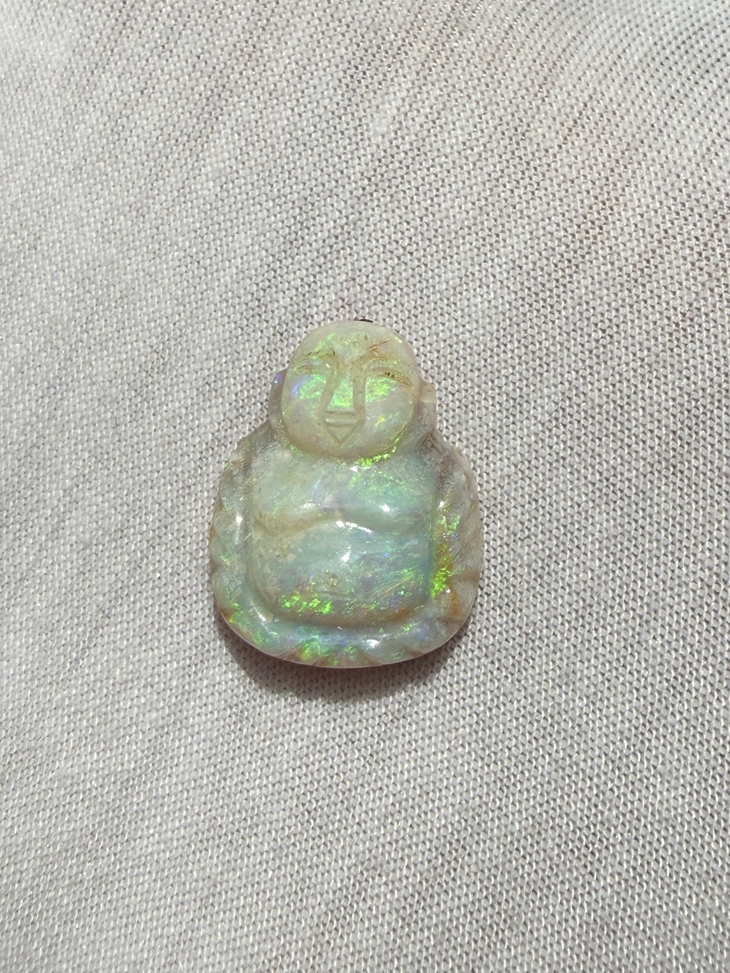 Natural Australian Opal Buddha Carving 13.90 Carats 19.88 x 15.11 MM Hand Carved Loose Gemstone