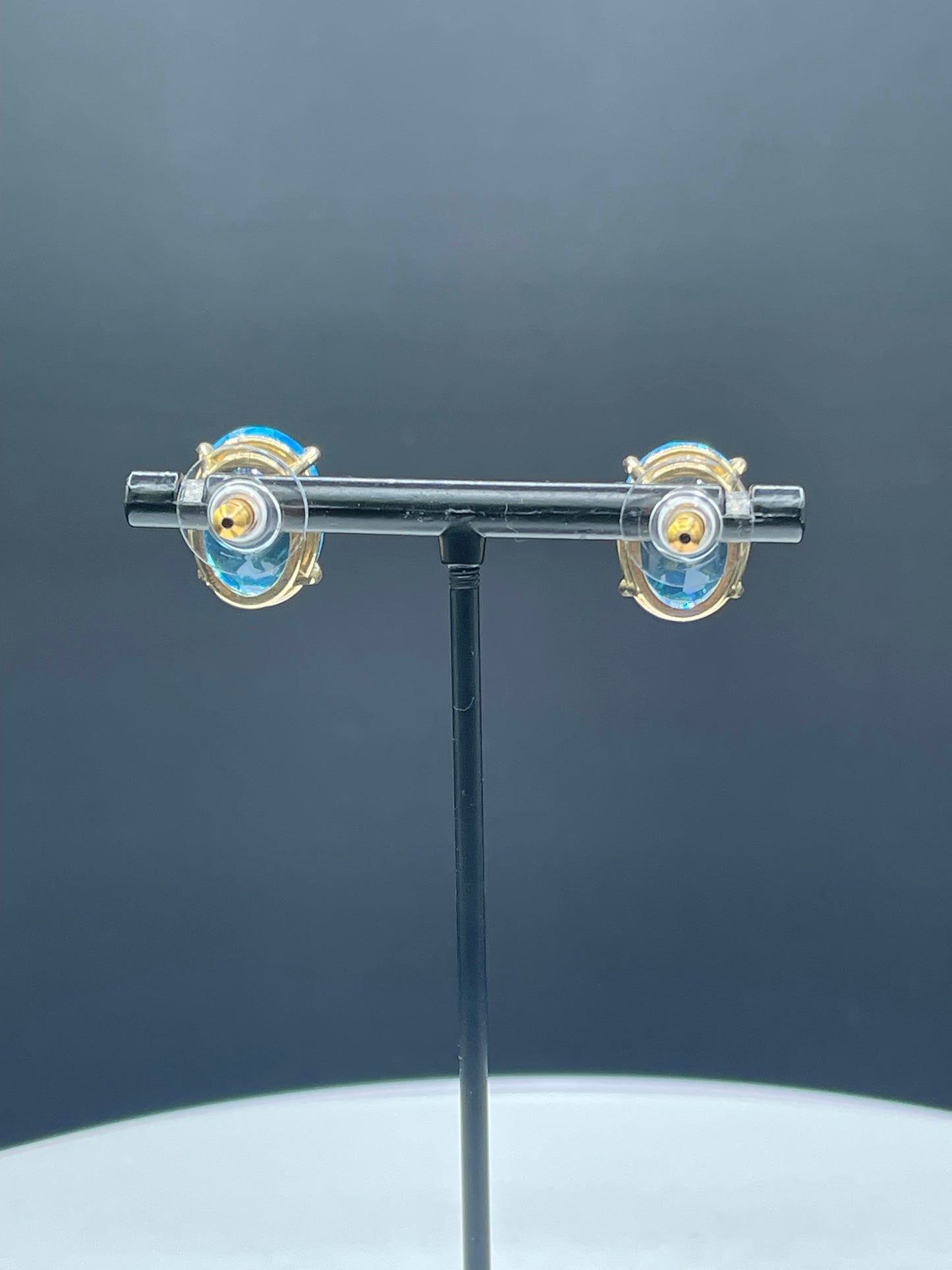 20.66 Carat Super Swiss Blue Topaz 14k Yellow Gold Earrings