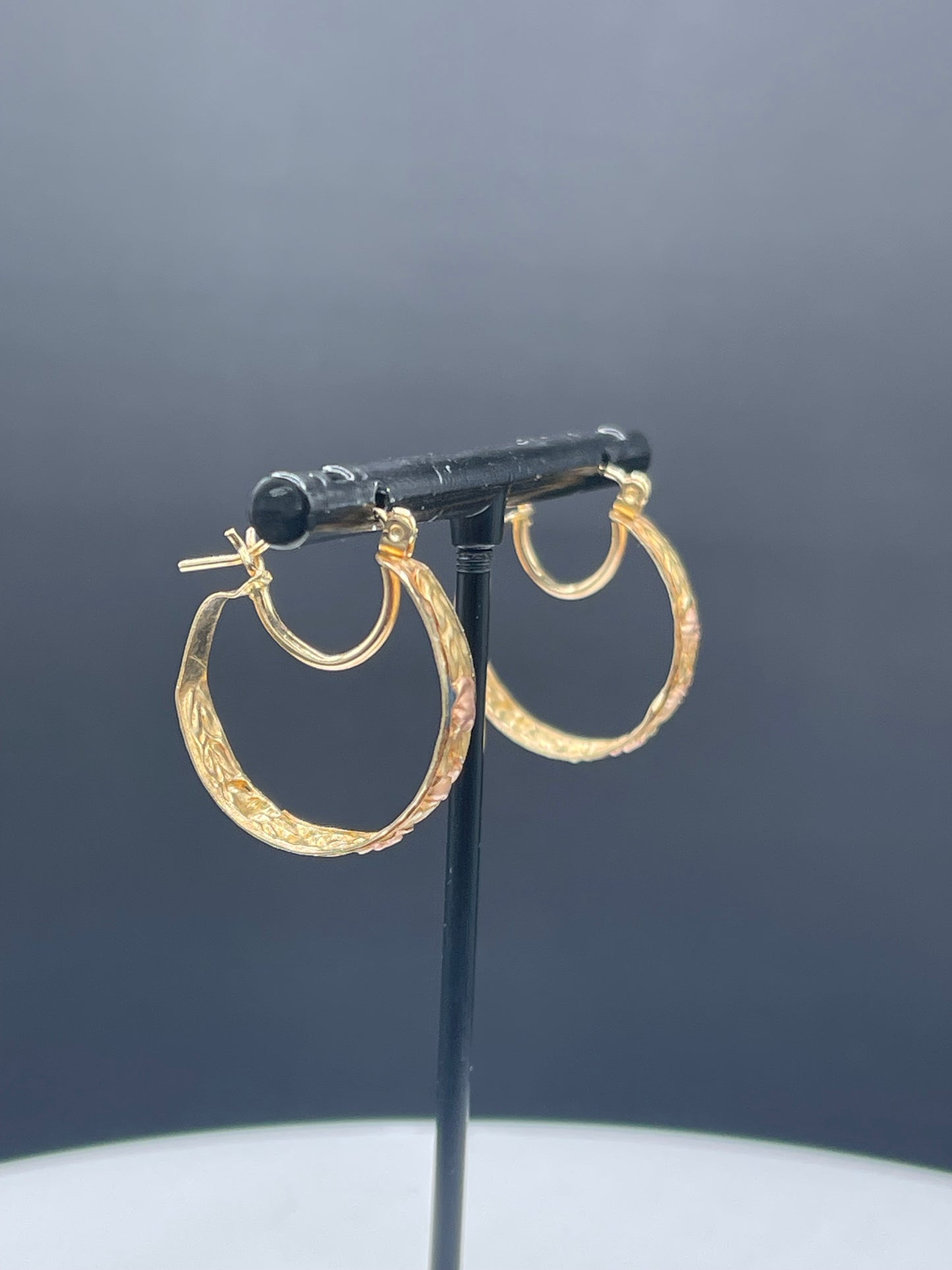 Antique Solid 14K Yellow + Rose Gold Hoop Earrings