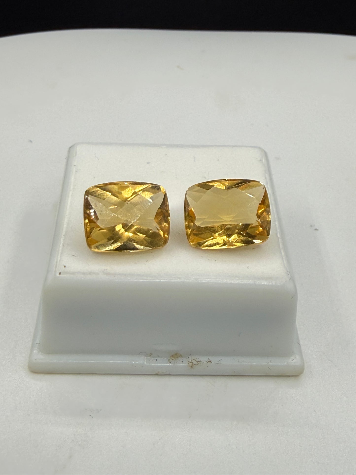 11.00ctw Matching Pair Natural Citrine | 12x10mm Checkerboard Cut | Flawless