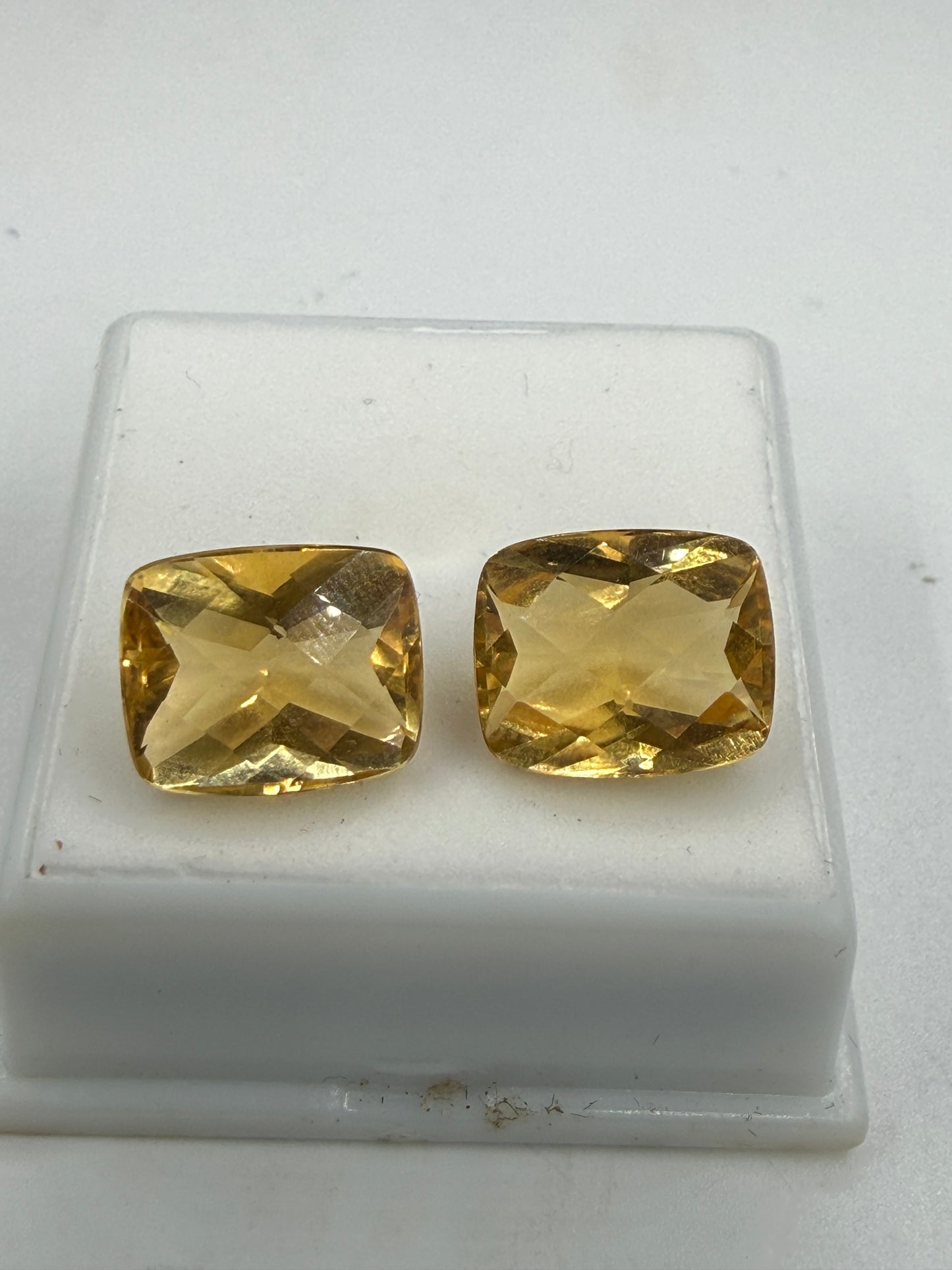 11.00ctw Matching Pair Natural Citrine | 12x10mm Checkerboard Cut | Flawless