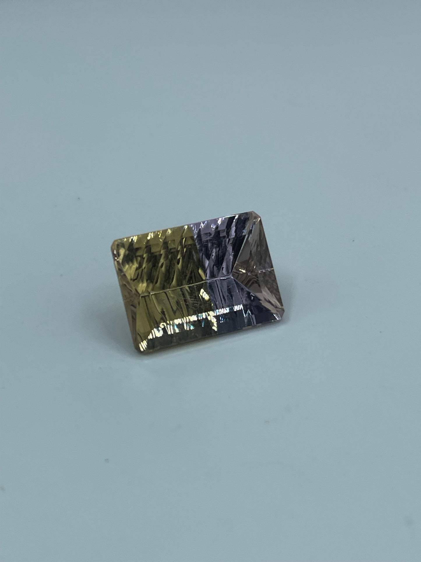 14.48 Carat Natural Bolivian Ametrine Emerald Laser Cut Loose Gemstone (18 x 13 x 8.7 MM)
