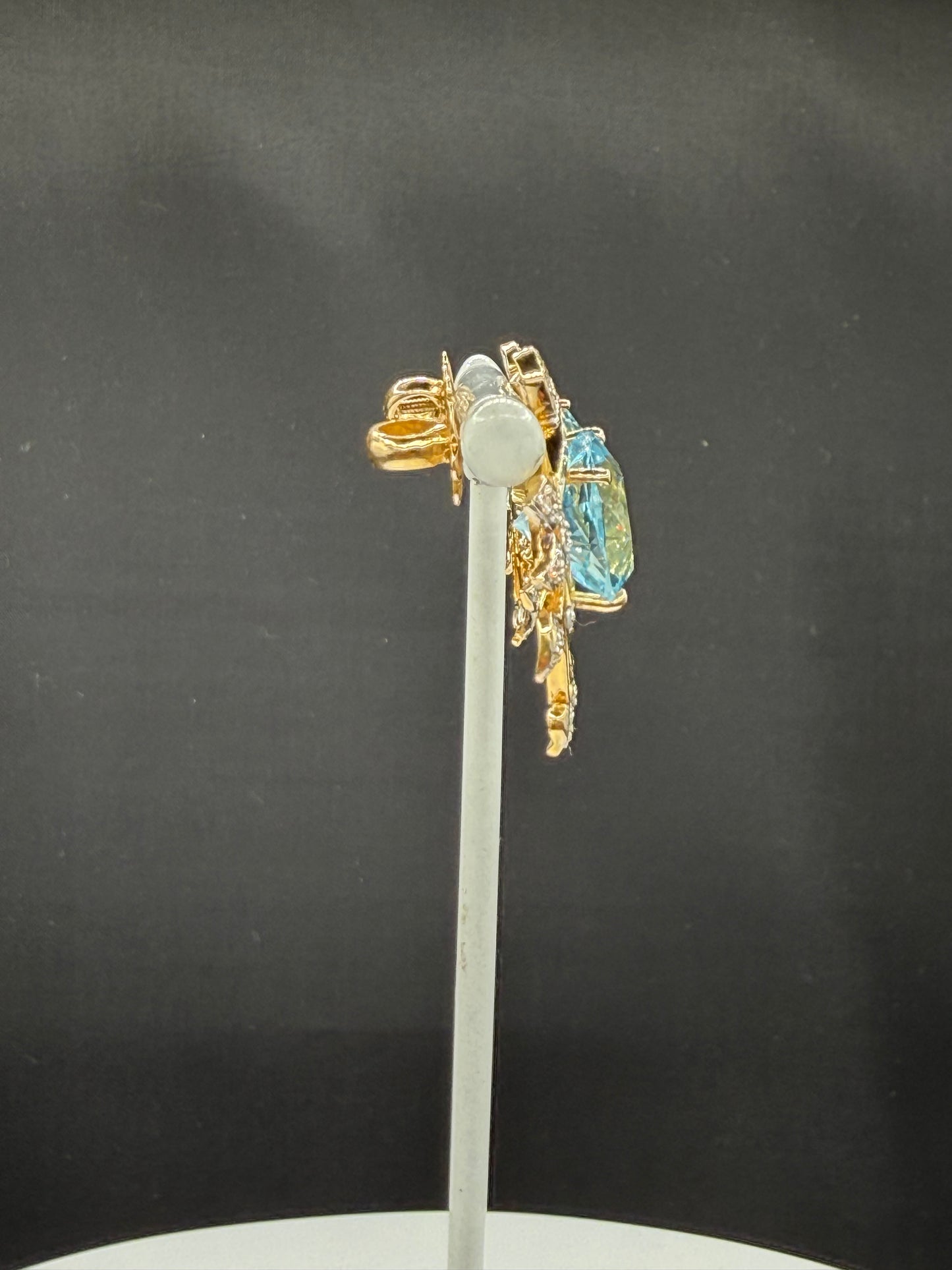 15.90 CTW Swiss Blue Topaz & Diamond 18K Yellow Gold Screw Back Earrings