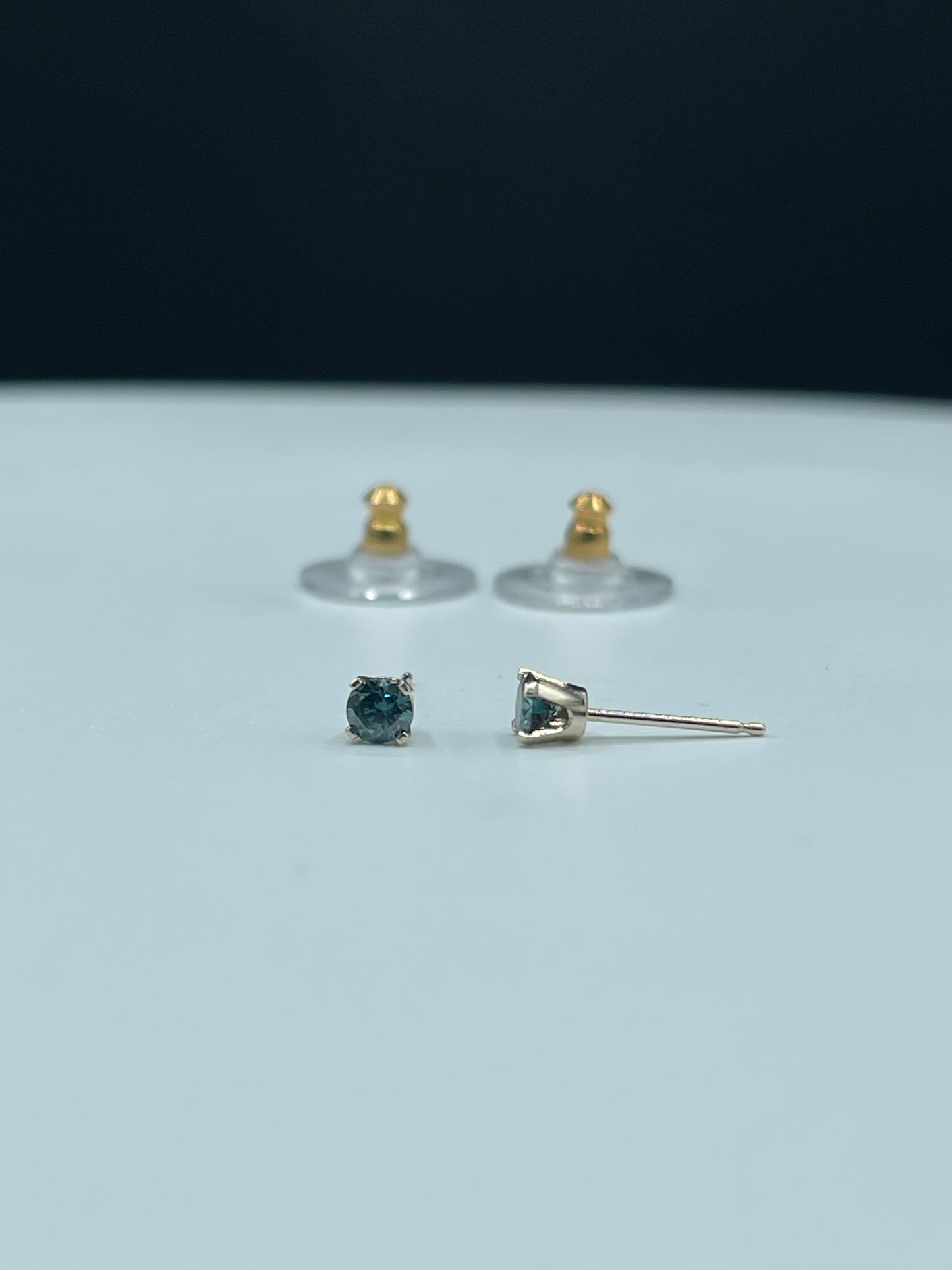 0.32 Carat Natural Blue Diamond 14k White Gold Stud Earrings