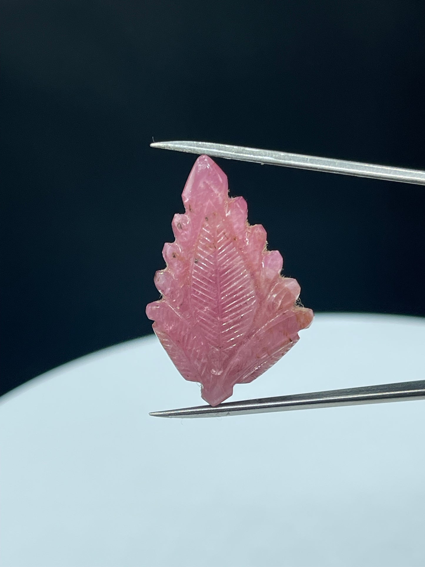 32.42 Carat Natural Pink Tourmaline Hand Carved Leaf Loose Gemstone